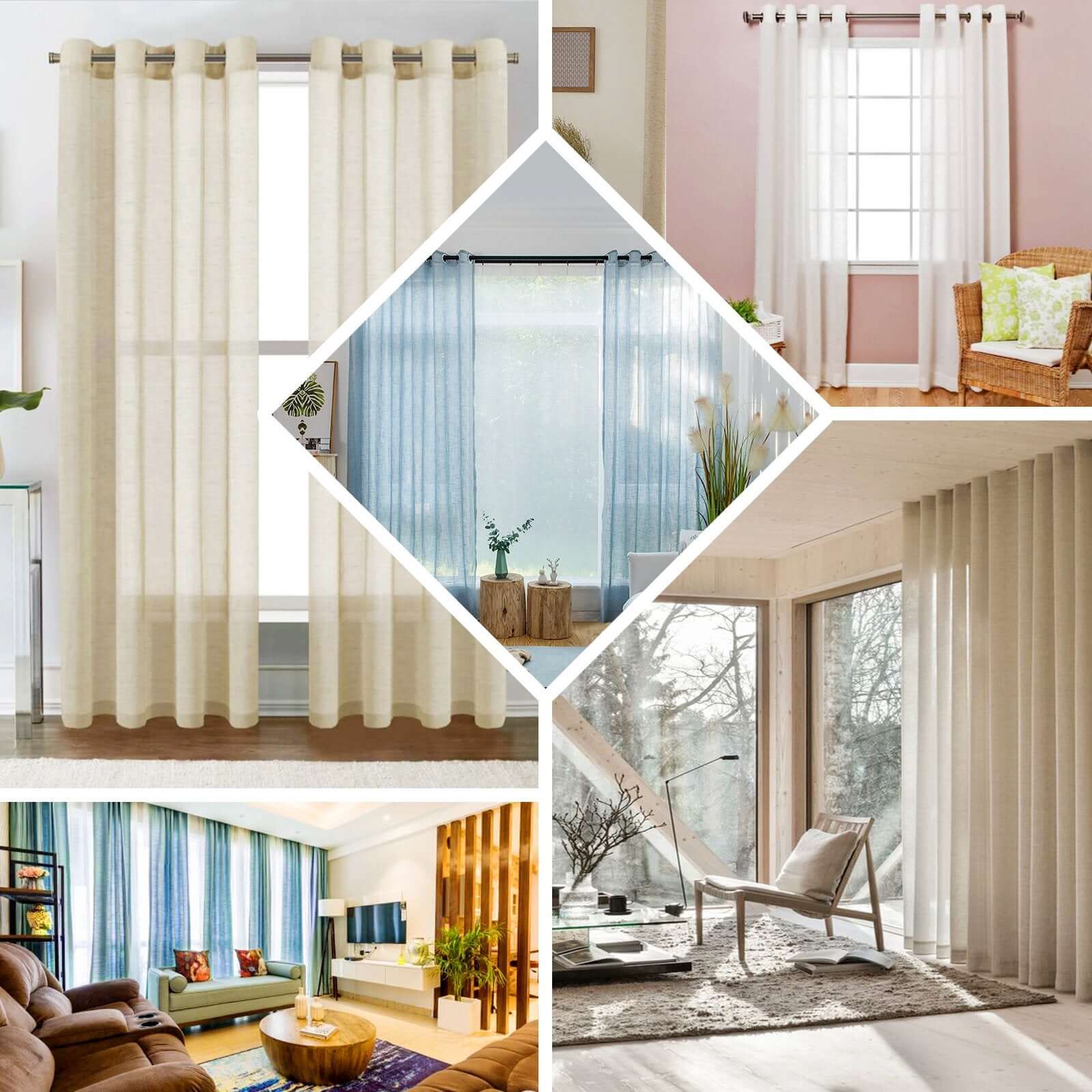 2 Pack Handmade Blush Faux Linen Curtains, Curtain Panels With Chrome Grommets 52"x64" - Image 5