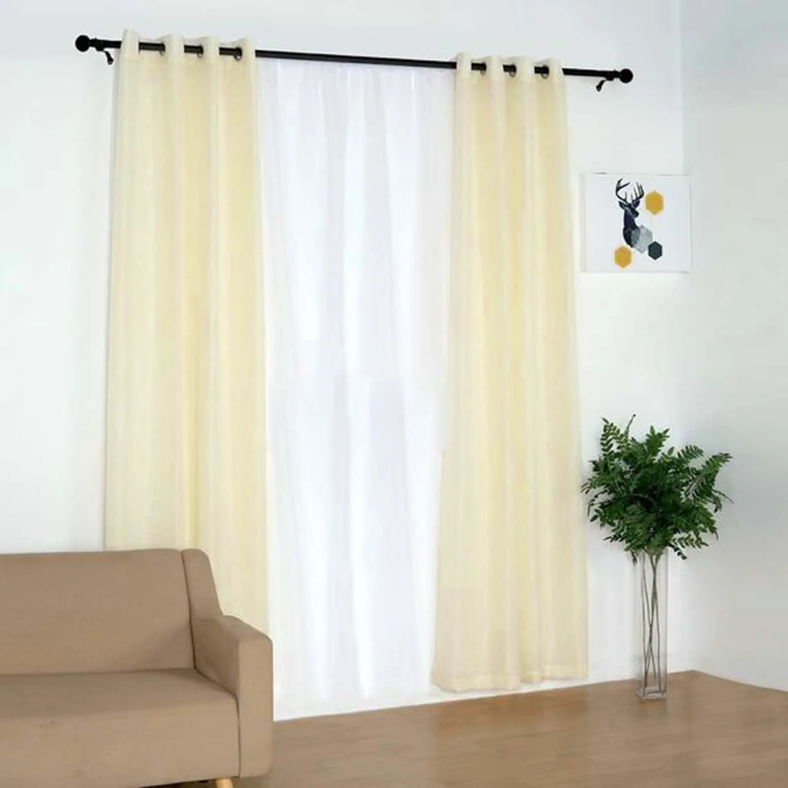 2 Pack Handmade Ivory Faux Linen Curtains Curtain Panels With Chrome Grommets 52"x96" - Image 10
