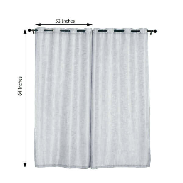 2 Pack Handmade Silver Faux Linen Curtains Curtain Panels With Chrome Grommets 52"x84" - Image 3