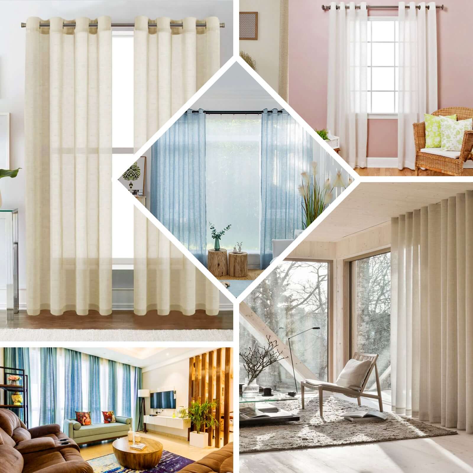 2 Pack Handmade Silver Faux Linen Curtains Curtain Panels With Chrome Grommets 52"x84" - Image 5