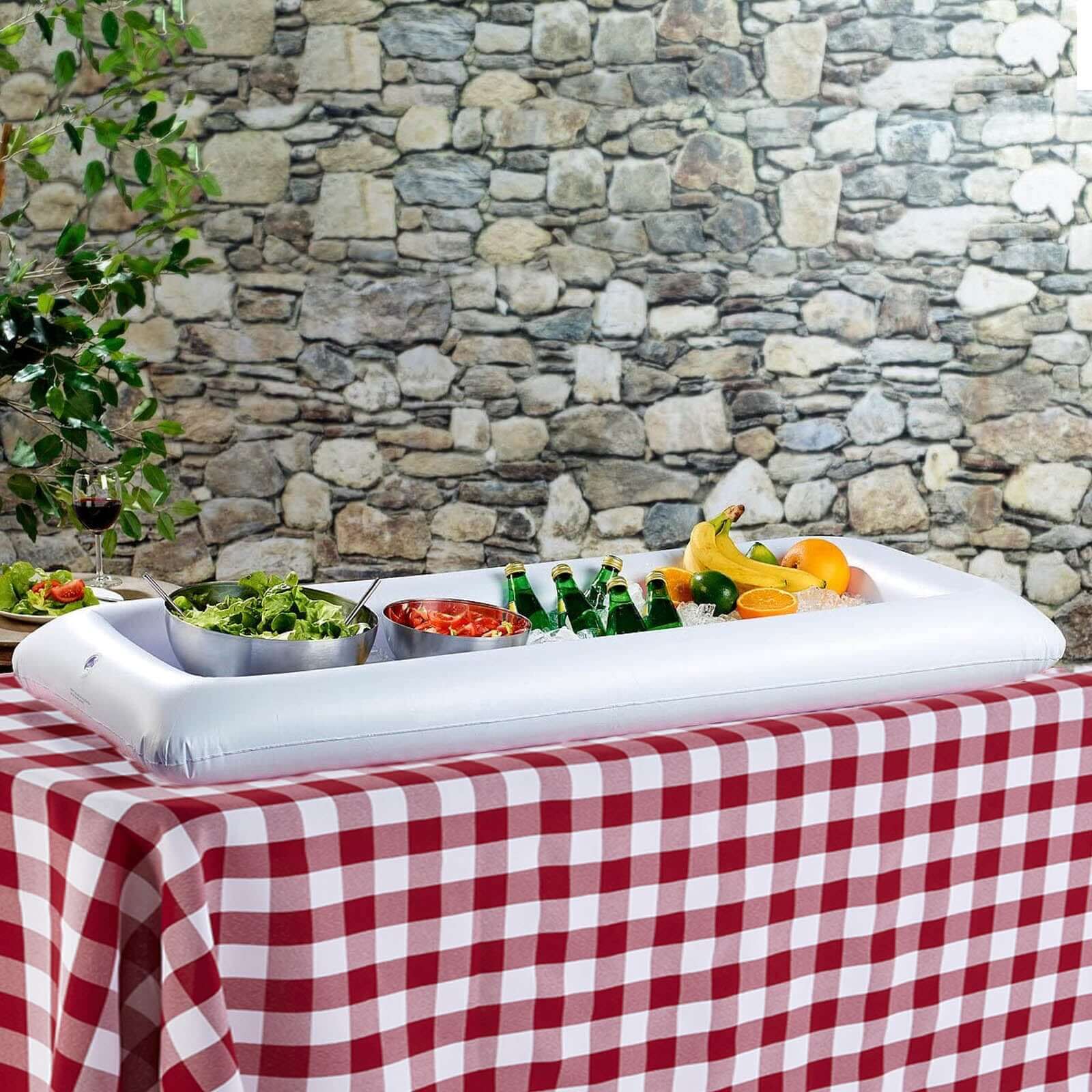 2-Pack Inflatable Buffet Serving Bars 50"x24" with Drain Plug - Ice Coolers for BBQs and Pool Parties - Image 9