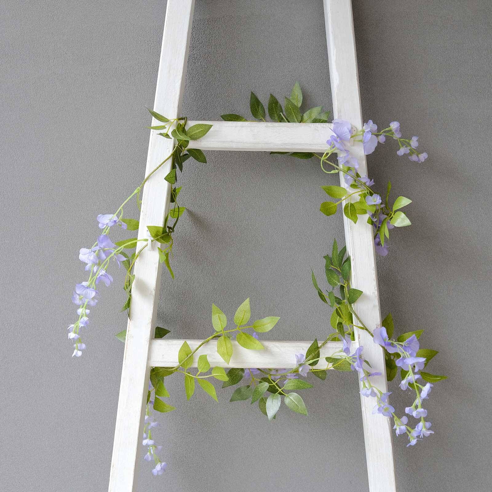2 Pack Lavender Lilac Silk Wisteria Flower Garland Hanging Vines, Artificial Floral Garland Wedding Arch Decor - 6ft - Image 3