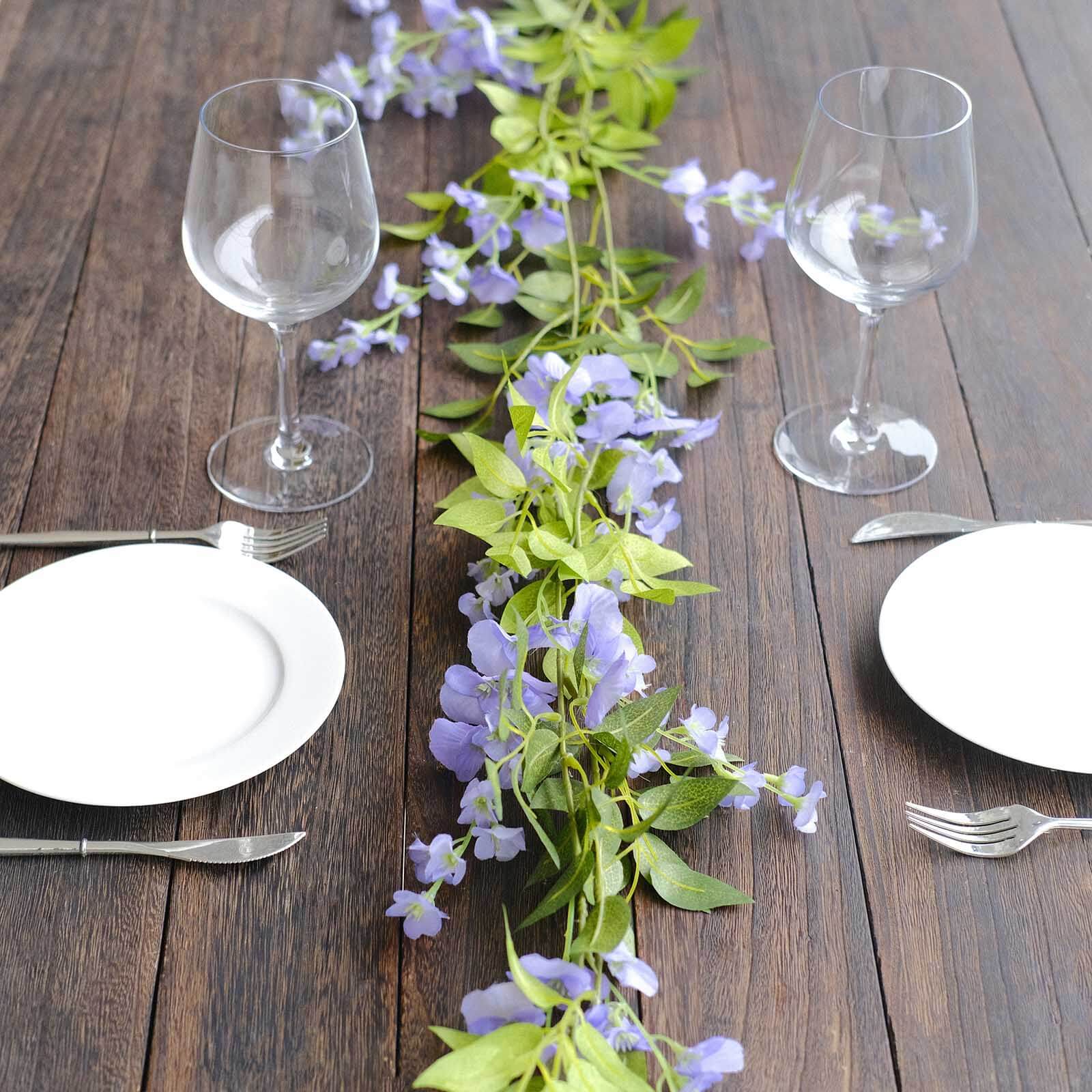 2 Pack Lavender Lilac Silk Wisteria Flower Garland Hanging Vines, Artificial Floral Garland Wedding Arch Decor - 6ft - Image 6