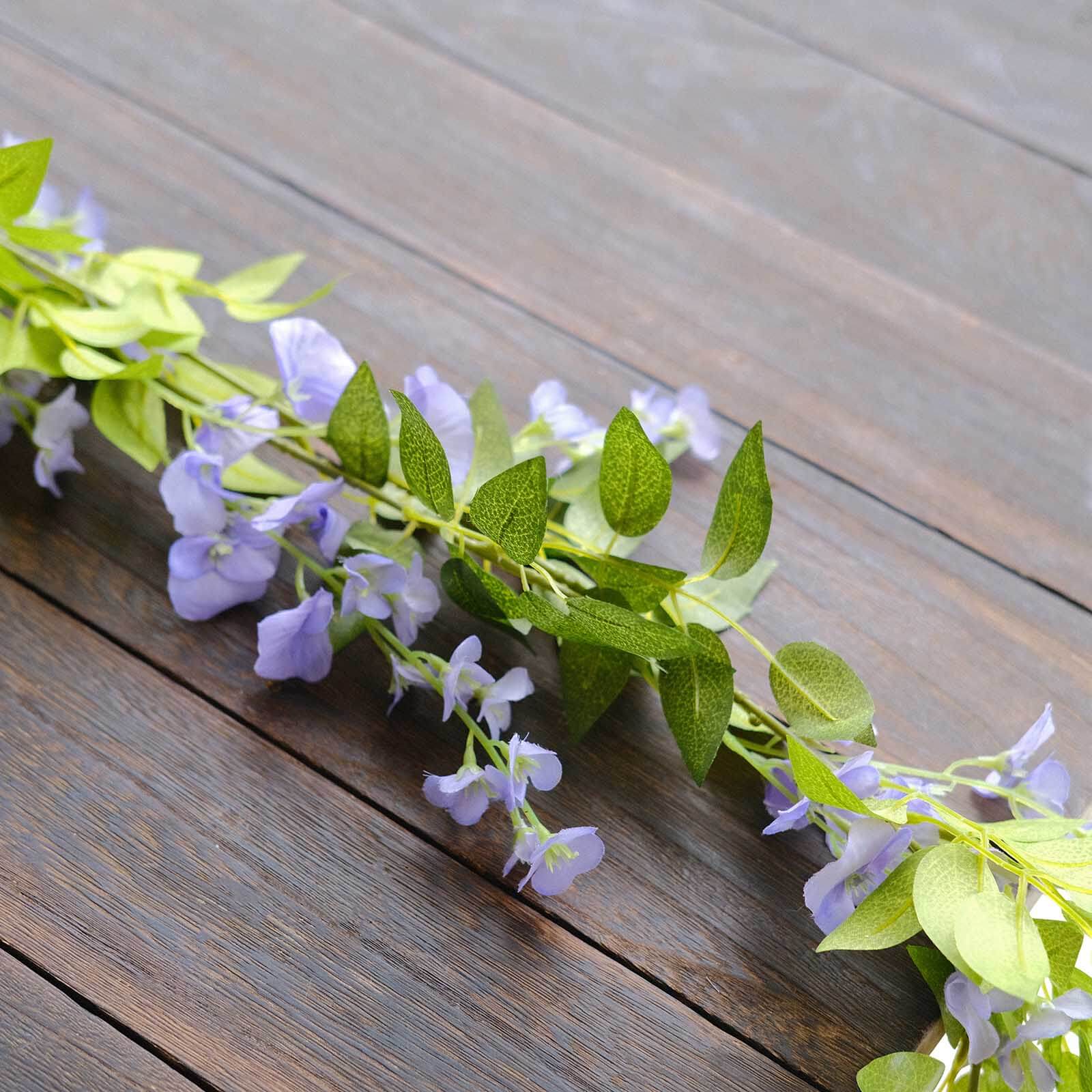 2 Pack Lavender Lilac Silk Wisteria Flower Garland Hanging Vines, Artificial Floral Garland Wedding Arch Decor - 6ft - Image 8