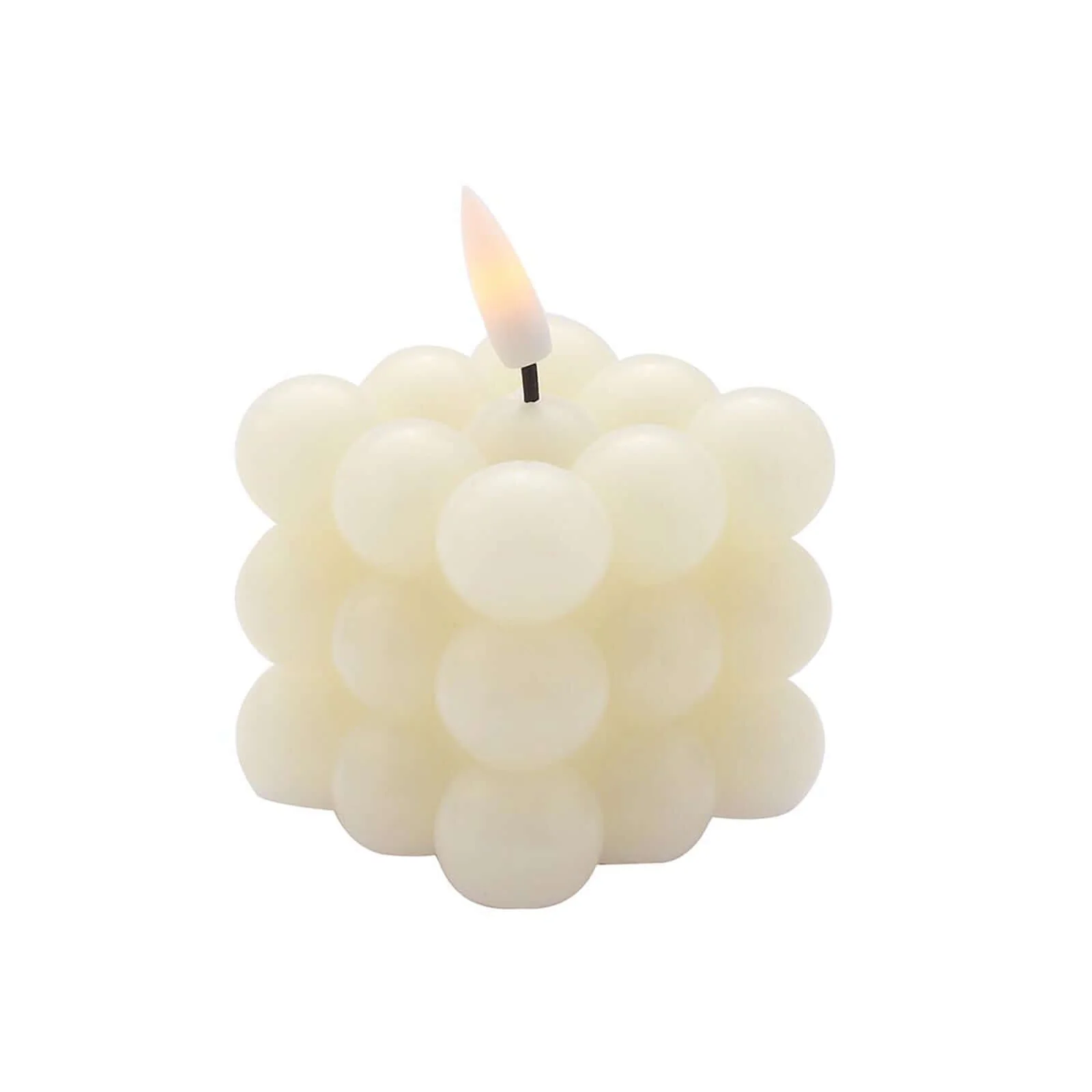 2-Pack LED Bubble Candles Ivory 2" - Flameless Warm White Flickering Battery Operated Cube Lighting - Image 7