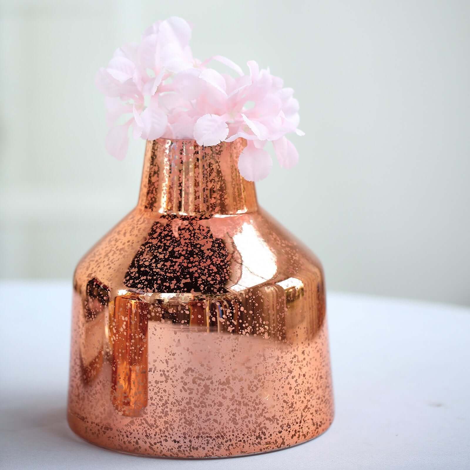 2-Pack Mercury Glass Vases Vessel Design 8" Rose Gold - Decorative Floral Wedding Centerpieces - Image 6