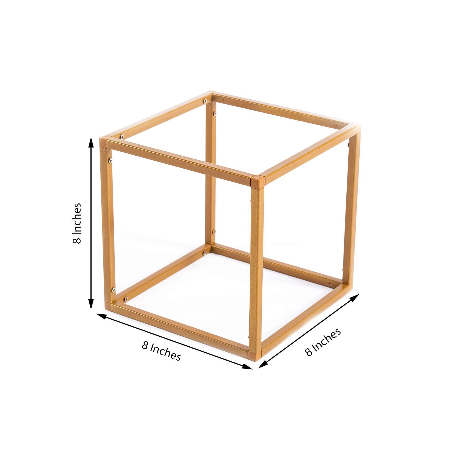 2-Pack Metal Flower Stands 8" Gold Square Frame Geometric Wedding Centerpieces - Compact Design - Image 3