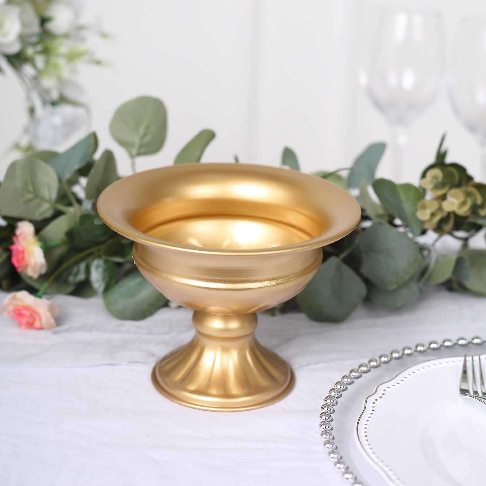 2-Pack Metal Flower Vases Pedestal 4" Wine Goblet Style Gold - Antique Mini Compote Vase for Luxurious Table Decor - Image 7