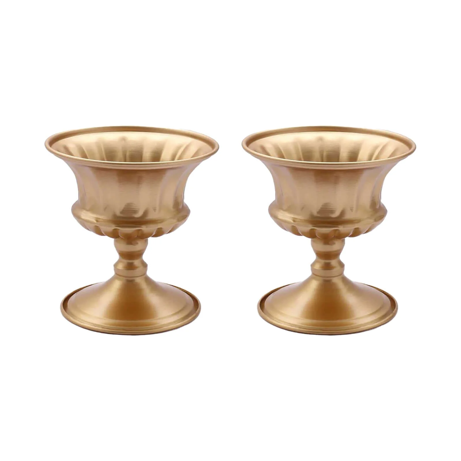 2-Pack Metal Flower Vases Pedestal 6" Roman Style Gold - Antique Mini Compote Vase for Vintage Wedding Centerpieces - Image 7