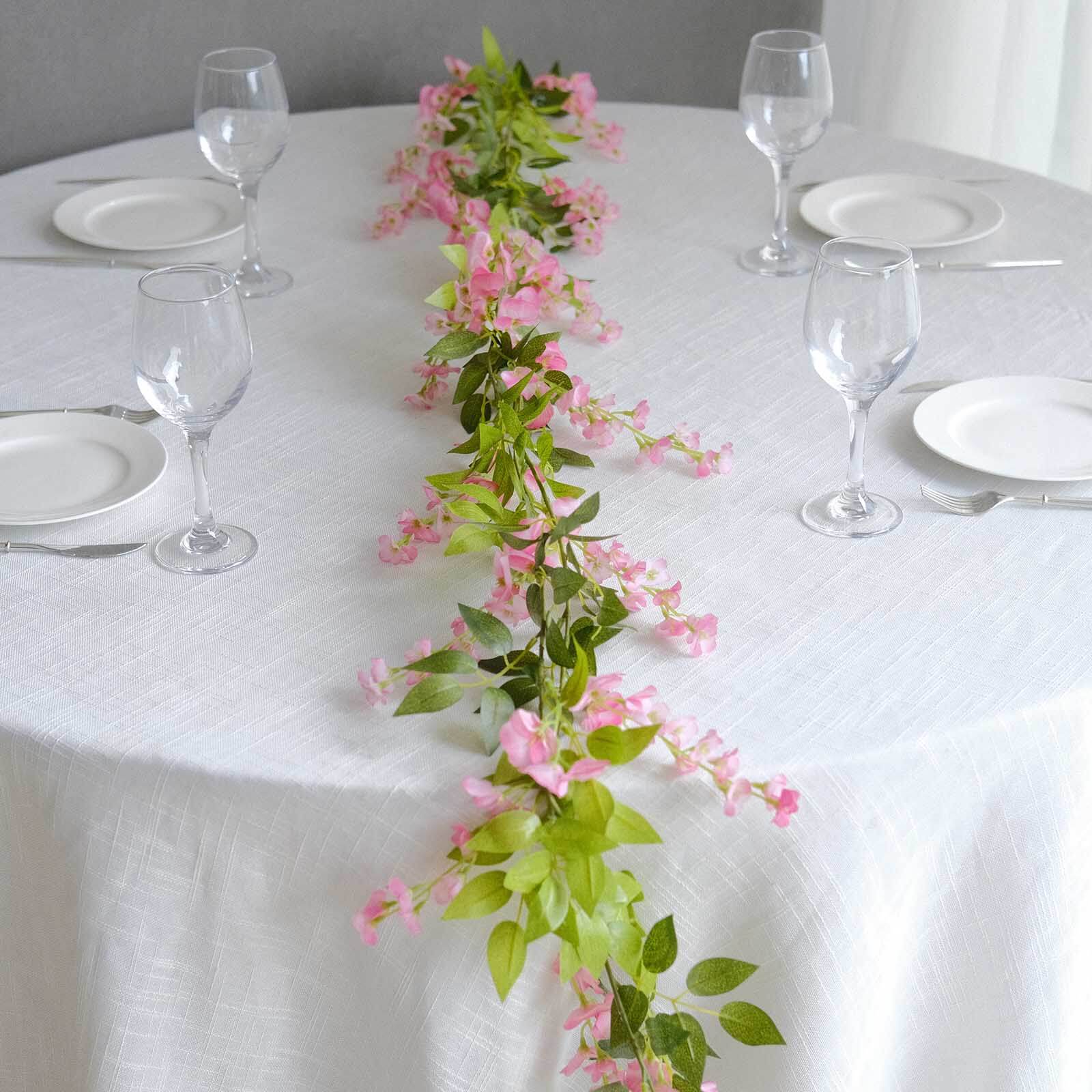 2 Pack Pink Silk Wisteria Flower Garland Hanging Vines, Artificial Floral Garland Wedding Arch Decor - 6ft - Image 2
