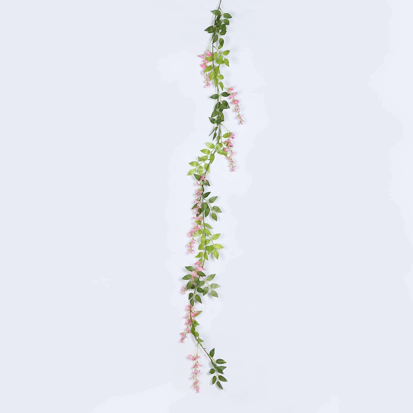 2 Pack Pink Silk Wisteria Flower Garland Hanging Vines, Artificial Floral Garland Wedding Arch Decor - 6ft - Image 7