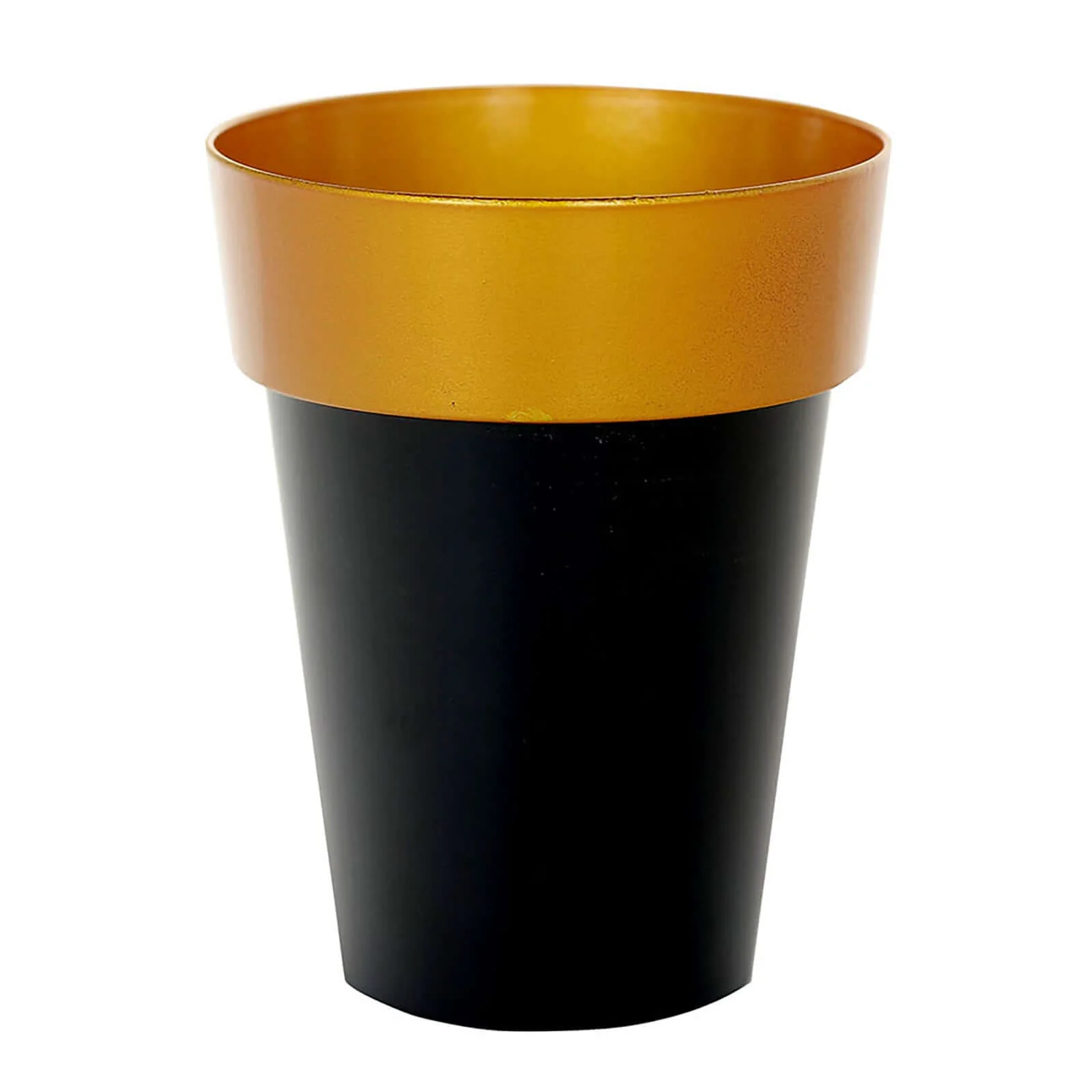 2-Pack Plastic Flower Plant Pots 6" Medium Black with Gold Rim - Indoor Decorative Planters - Image 15