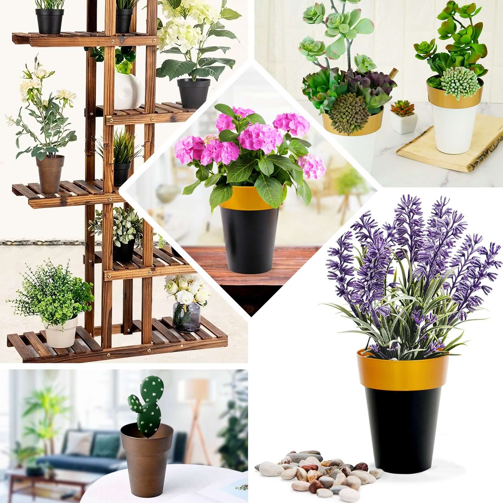 2-Pack Plastic Flower Plant Pots 6" Medium Rustic Brown - Indoor Decorative Planters - Image 5