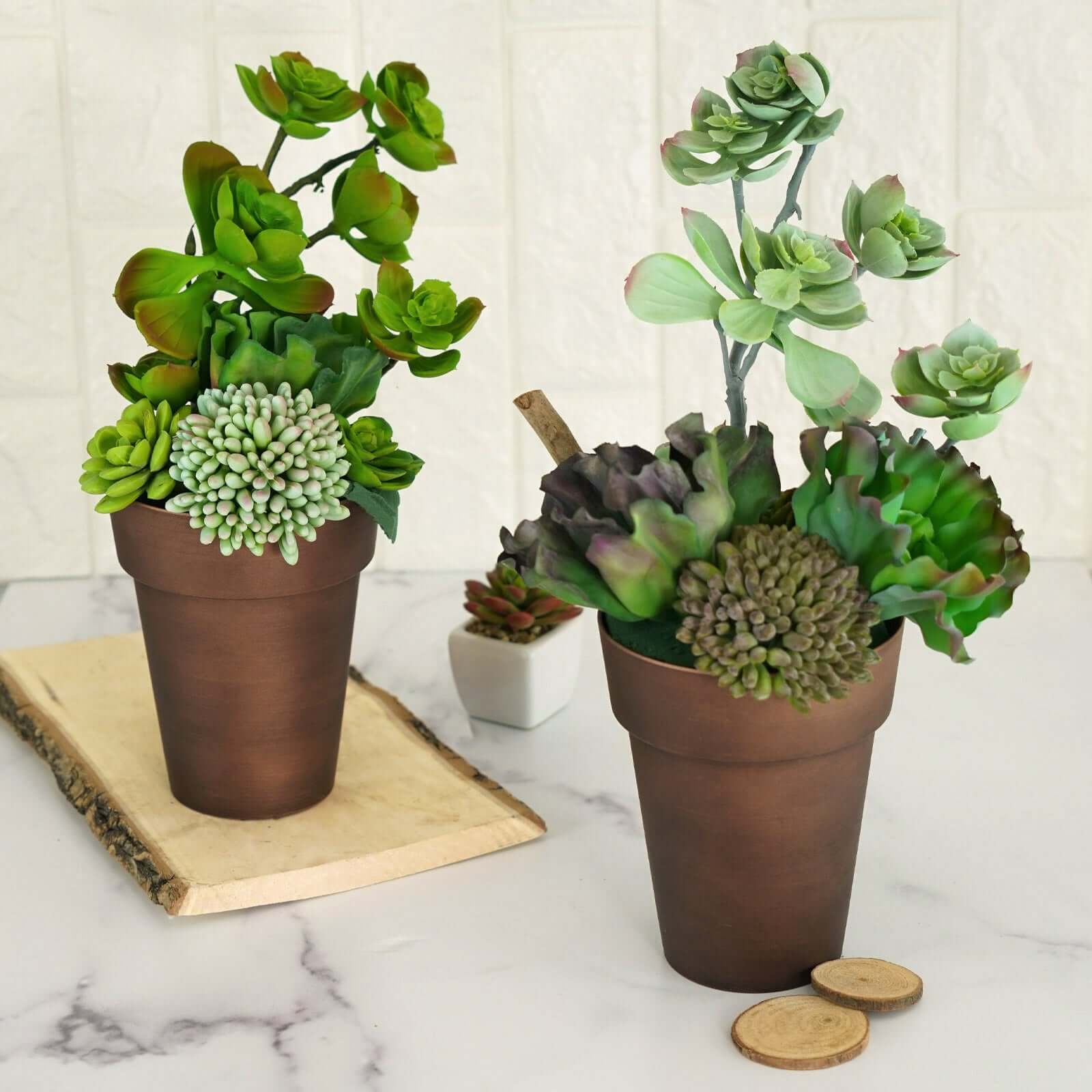 2-Pack Plastic Flower Plant Pots 6" Medium Rustic Brown - Indoor Decorative Planters - Image 7