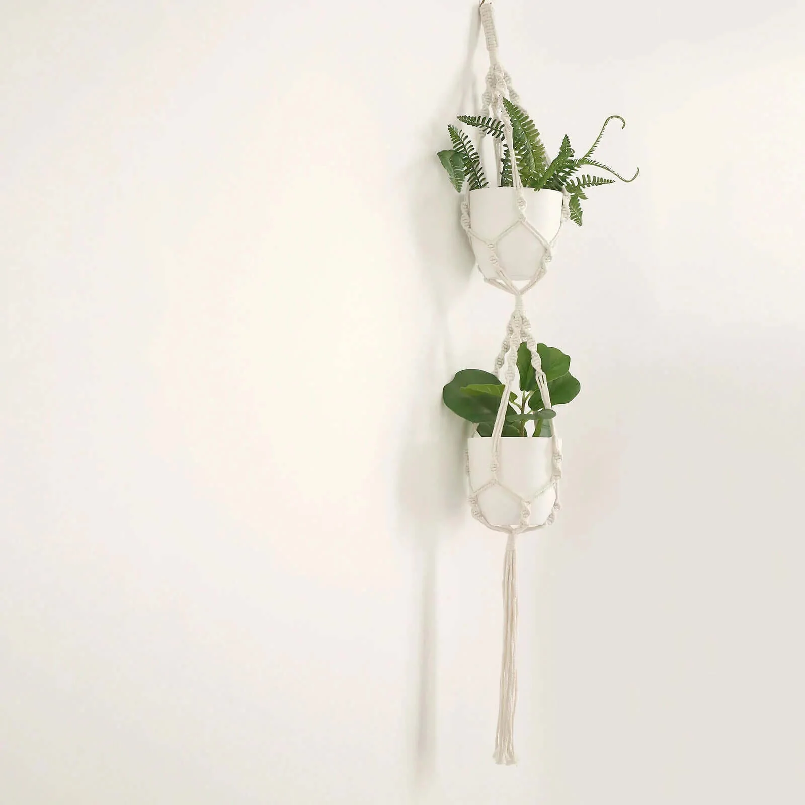 2-Pack Plastic Planter Pots 5.5" White Design - Indoor Plant Pots for Hanging Macrame Holder - Image 6