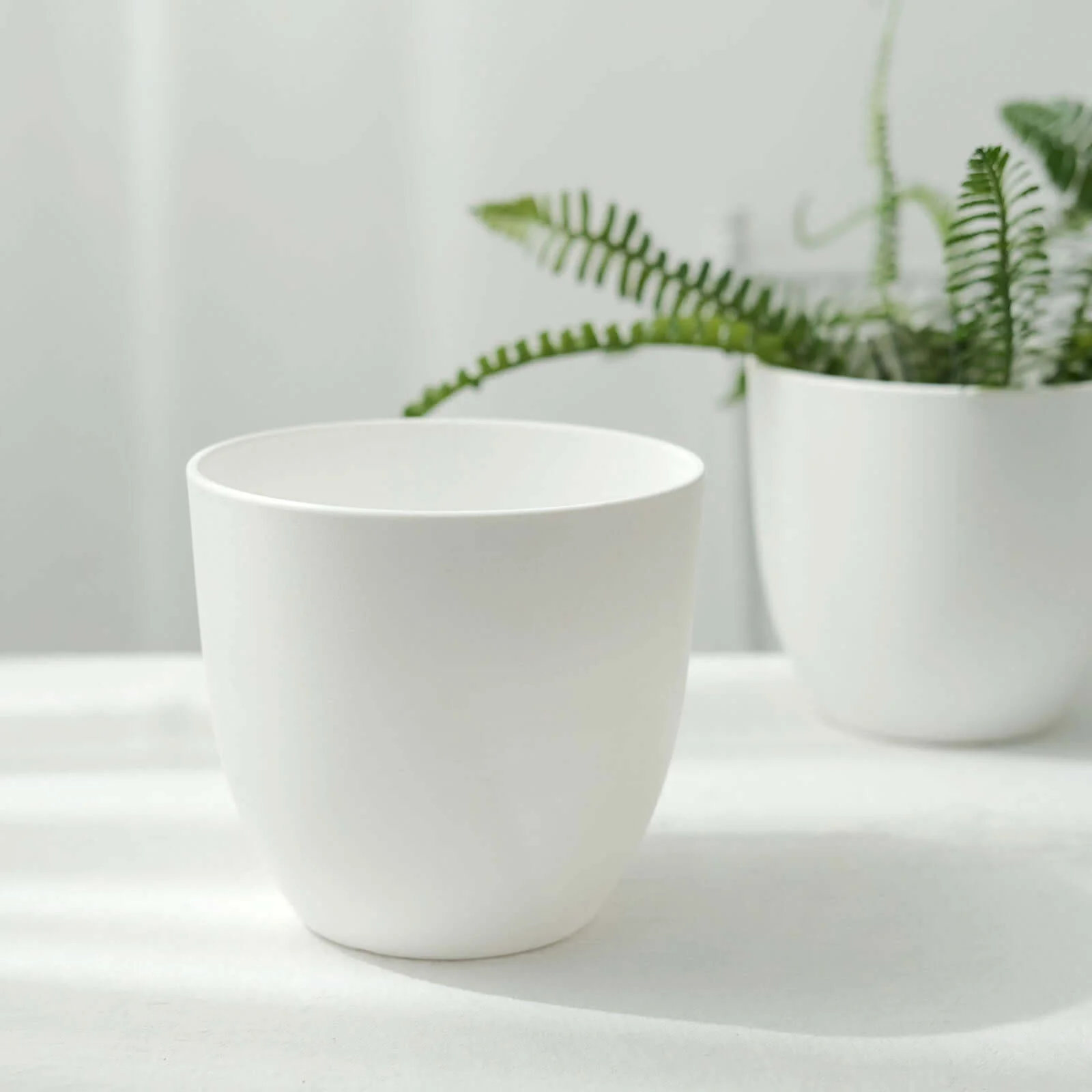 2-Pack Plastic Planter Pots 5.5" White Design - Indoor Plant Pots for Hanging Macrame Holder - Image 8