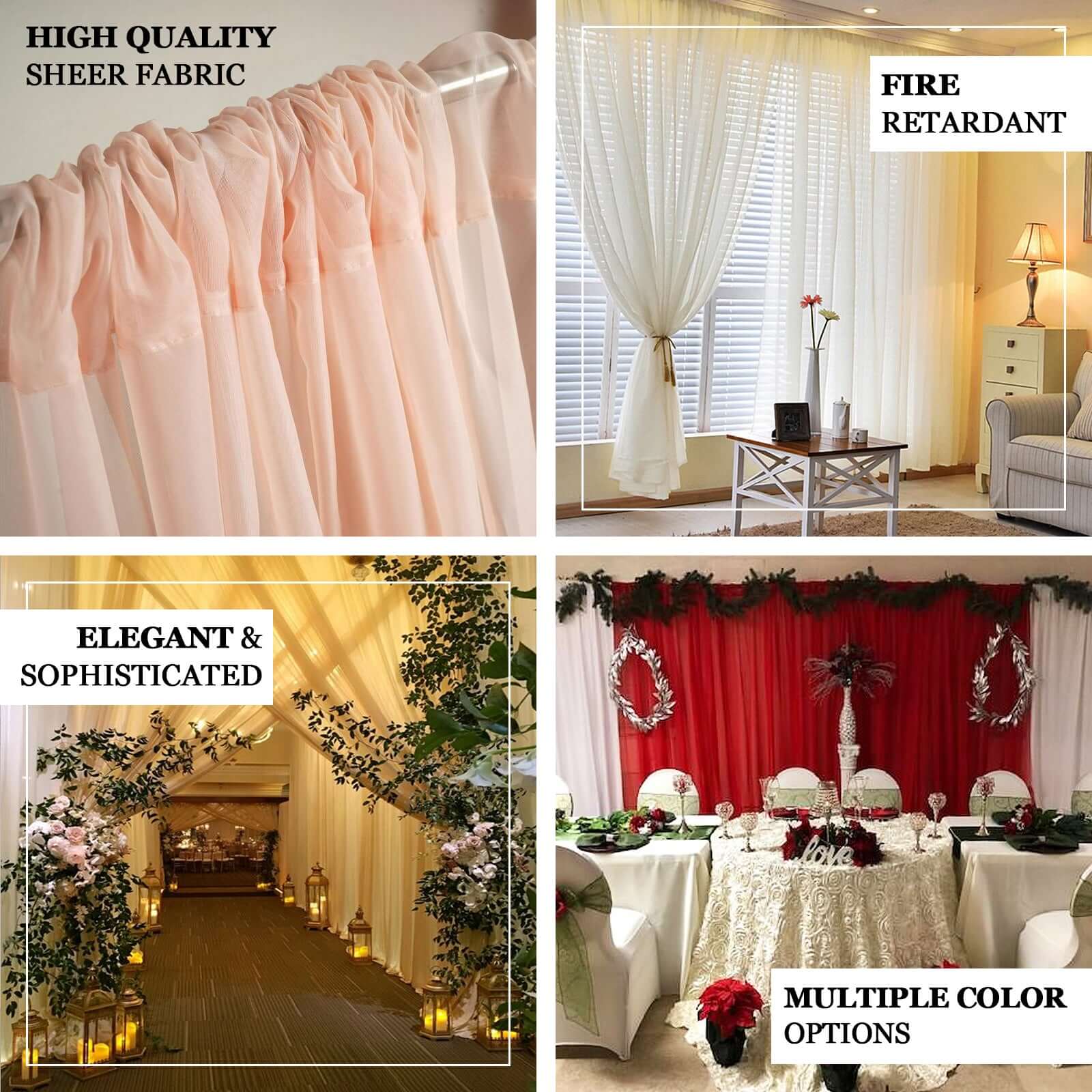 2 Pack 5ftx10ft Purple Chiffon Backdrop Drape Curtains, Durable Flame Resistant Sheer Organza Event Divider Panels With Rod Pockets - Image 4