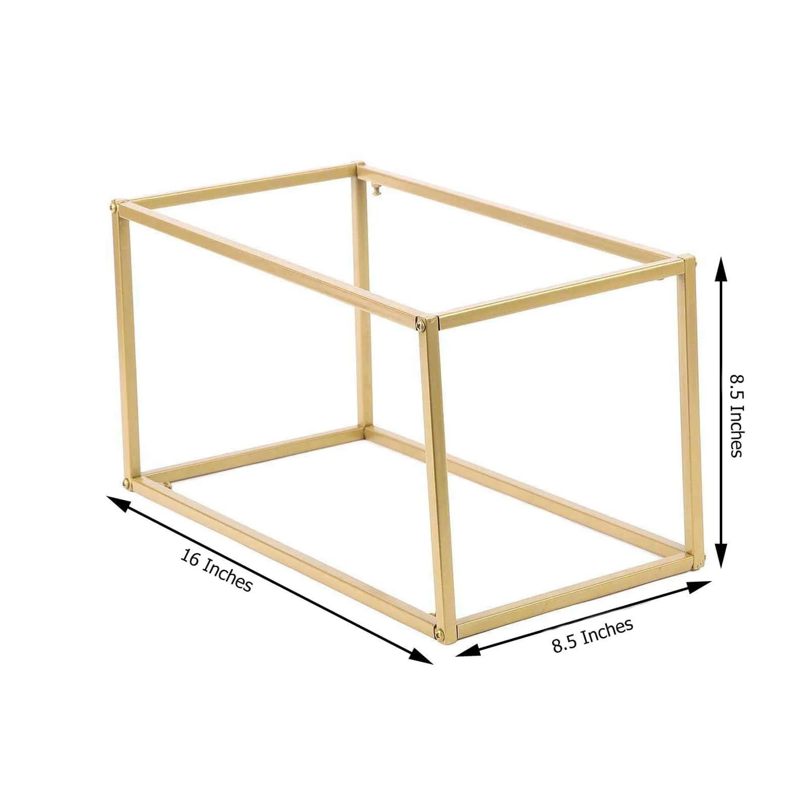 2-Pack Rectangular Gold Metal Wedding Flower Stand 16" Geometric Column Frame - Versatile Pedestal for Wedding Arrangements - Image 3