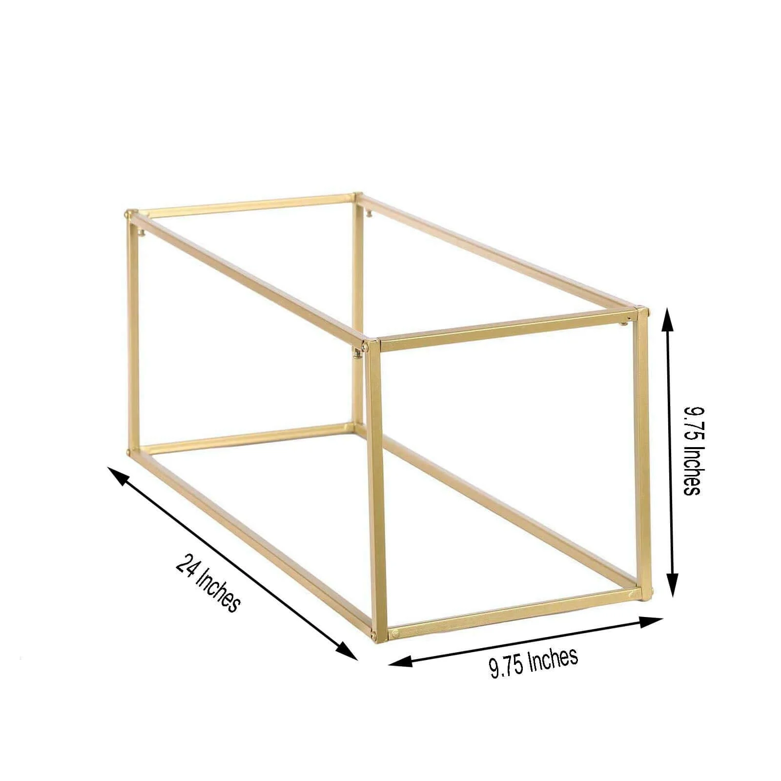 2-Pack Rectangular Gold Metal Wedding Flower Stand 24" Geometric Column Frame - Durable Centerpiece for Stylish Flower Displays - Image 3