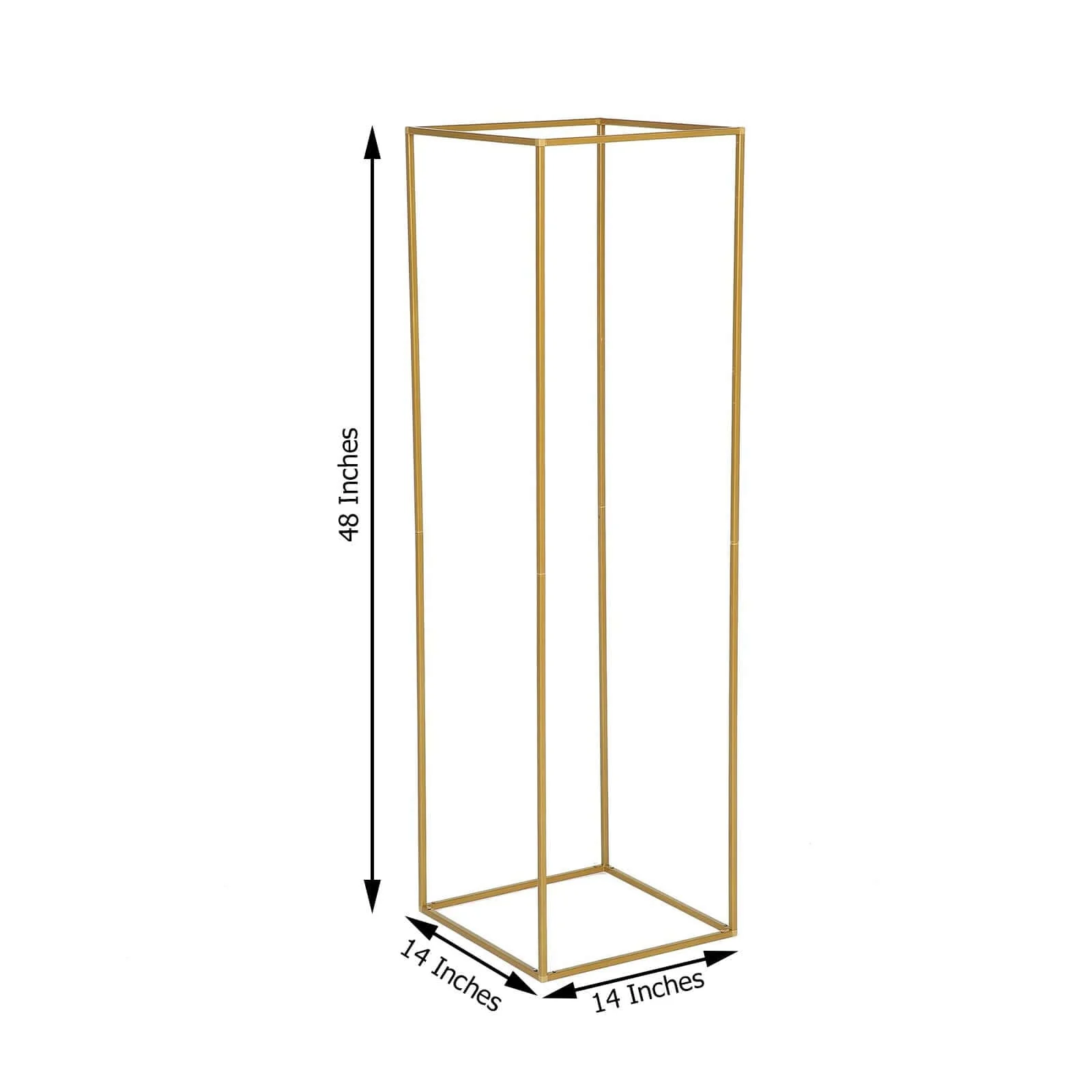 2-Pack Rectangular Gold Metal Wedding Flower Stand 48" Geometric Column Frame - Elevated Pedestal for Luxurious Event Centerpieces - Image 3