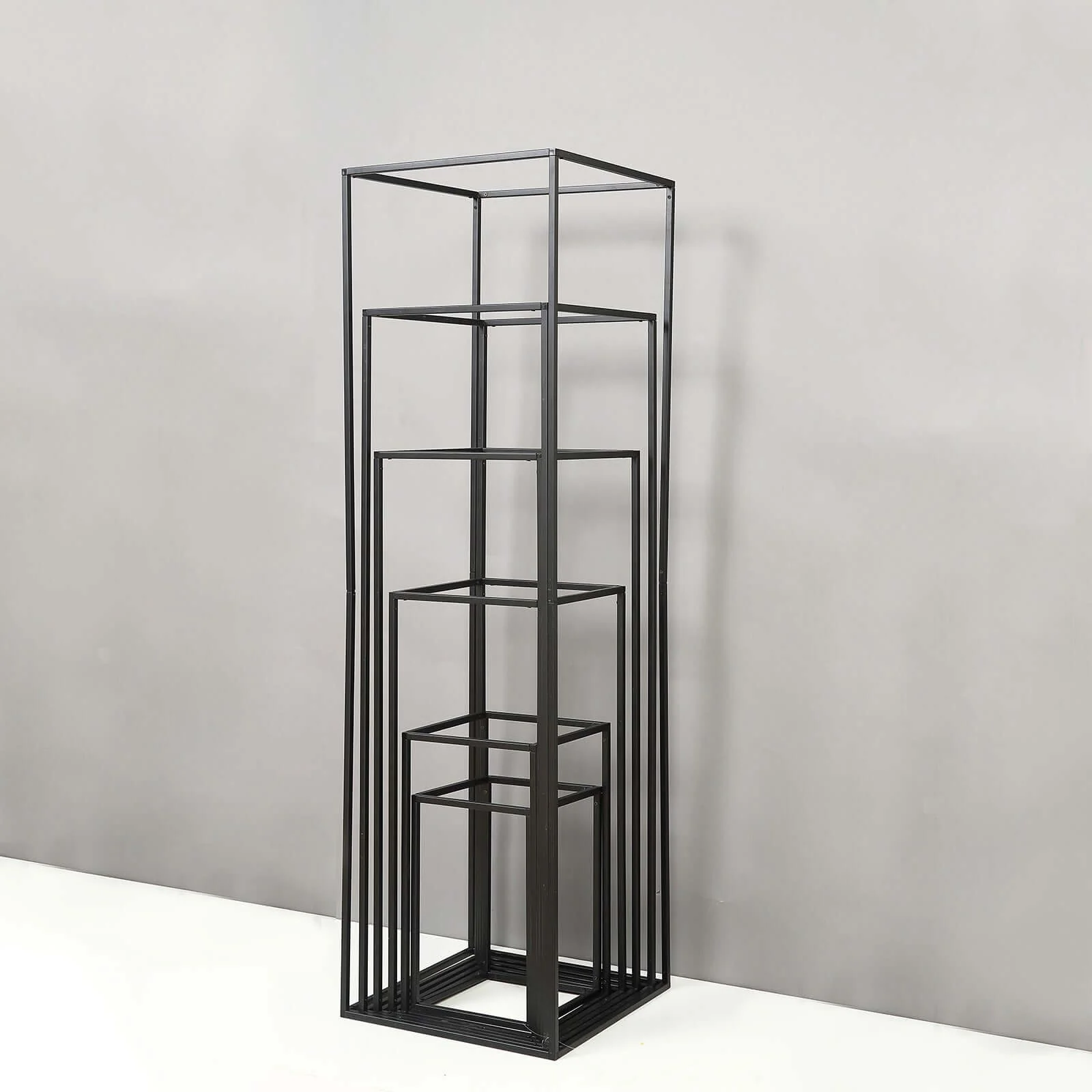 2-Pack Rectangular Matte Black Metal Wedding Flower Stand 12" Geometric Column Frame - Stylish Floral Display for Tablescapes - Image 12