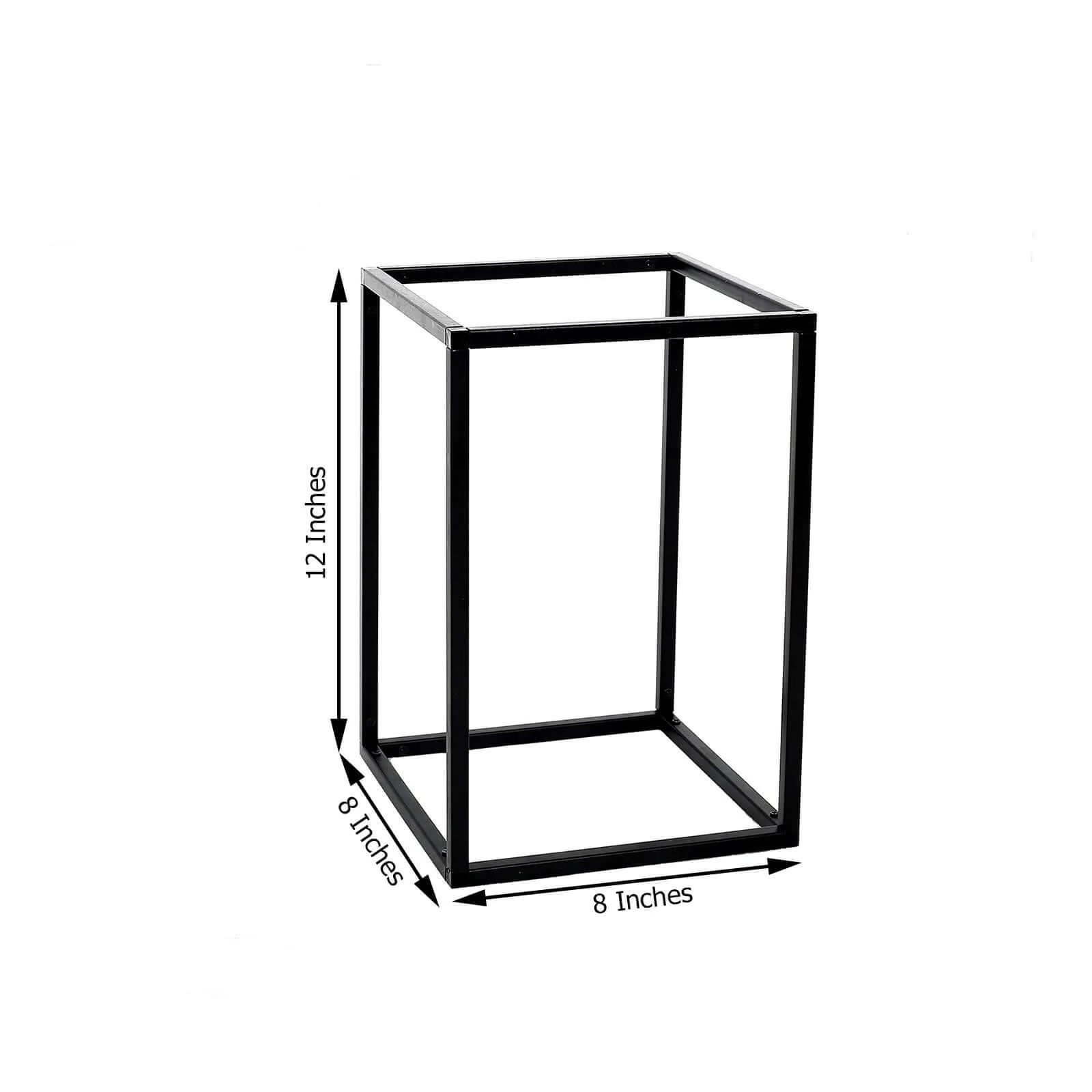 2-Pack Rectangular Matte Black Metal Wedding Flower Stand 12" Geometric Column Frame - Stylish Floral Display for Tablescapes - Image 3