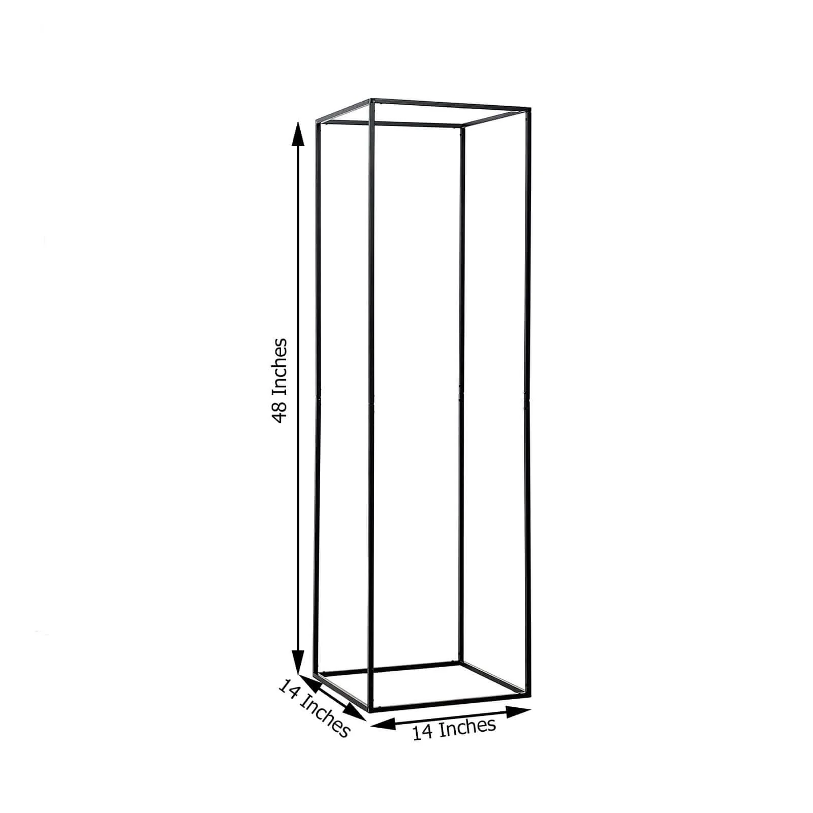 2-Pack Rectangular Matte Black Metal Wedding Flower Stand 48" Geometric Column Frame - Elevated Pedestal for Luxurious Event Centerpieces - Image 3