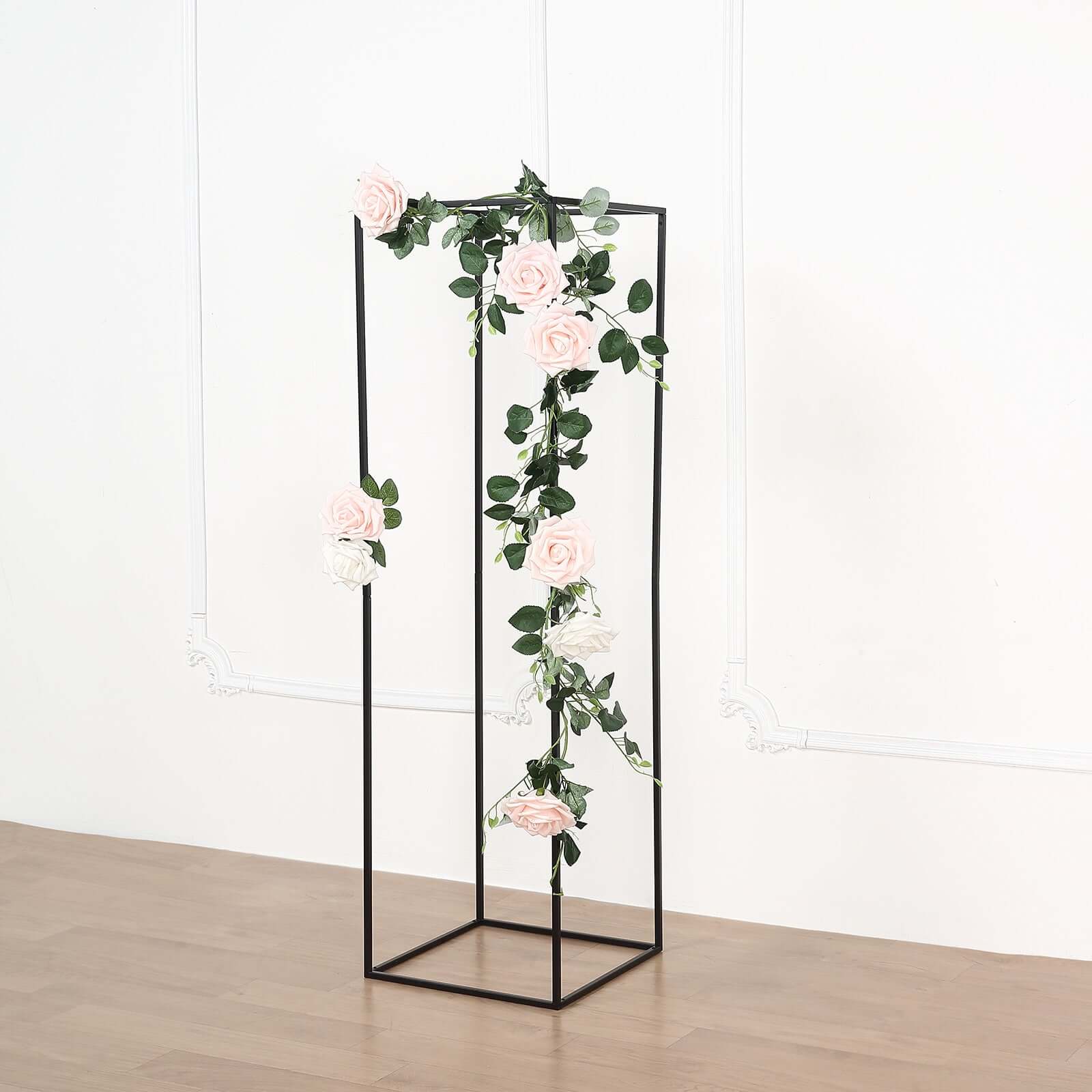 2-Pack Rectangular Matte Black Metal Wedding Flower Stand 48" Geometric Column Frame - Elevated Pedestal for Luxurious Event Centerpieces - Image 6
