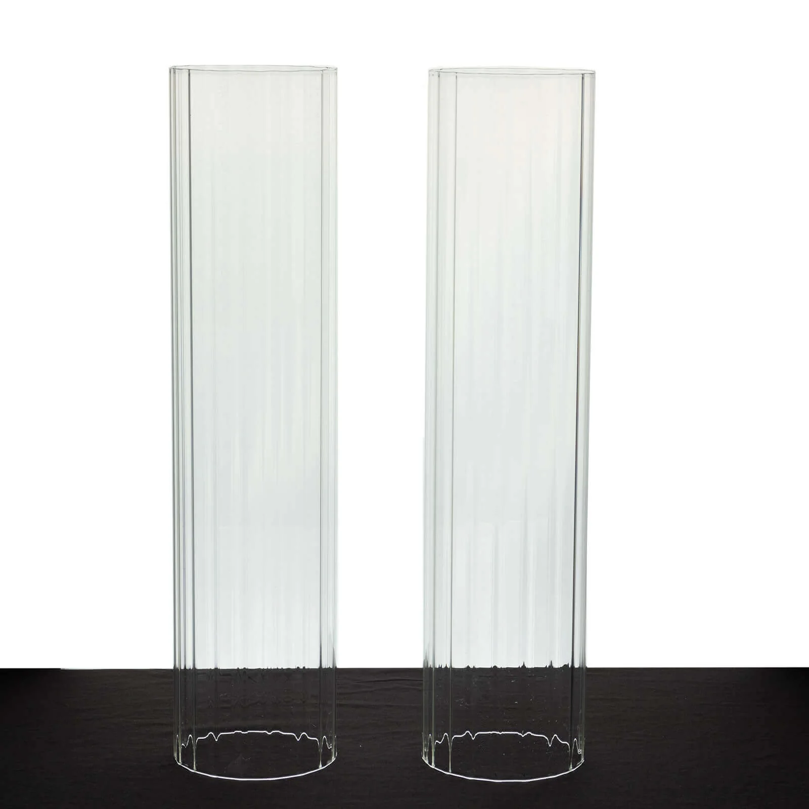 2-Pack Ribbed Glass Candelabra Shades Open End Hurricane Design 20" Clear - Sleek Table Centerpiece for Stylish Decor - Image 7