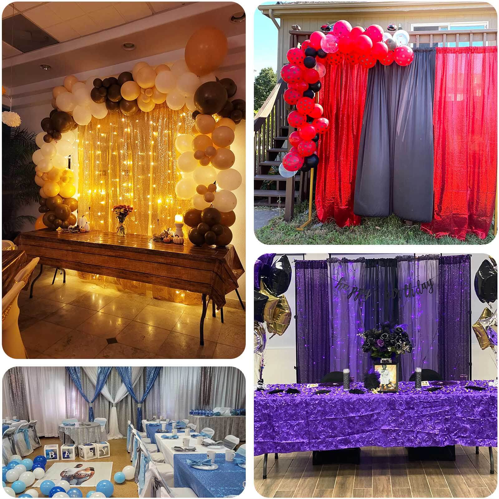 2 Pack Rose Gold Sequin Backdrop Drape Curtains with Rod Pockets, Seamless Glitter Mesh Photo Booth Event Divider Panels - 8ftx2ft - Image 5