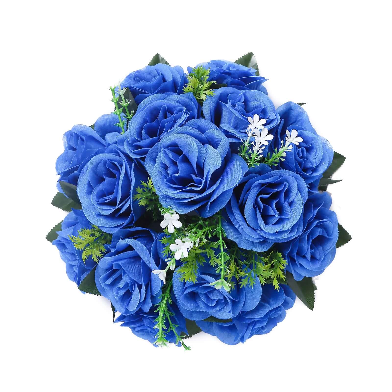 2 Pack Royal Blue Artificial Flower Ball Bouquets For Centerpieces, 15-Head Silk Rose Kissing Balls 10" - Image 7