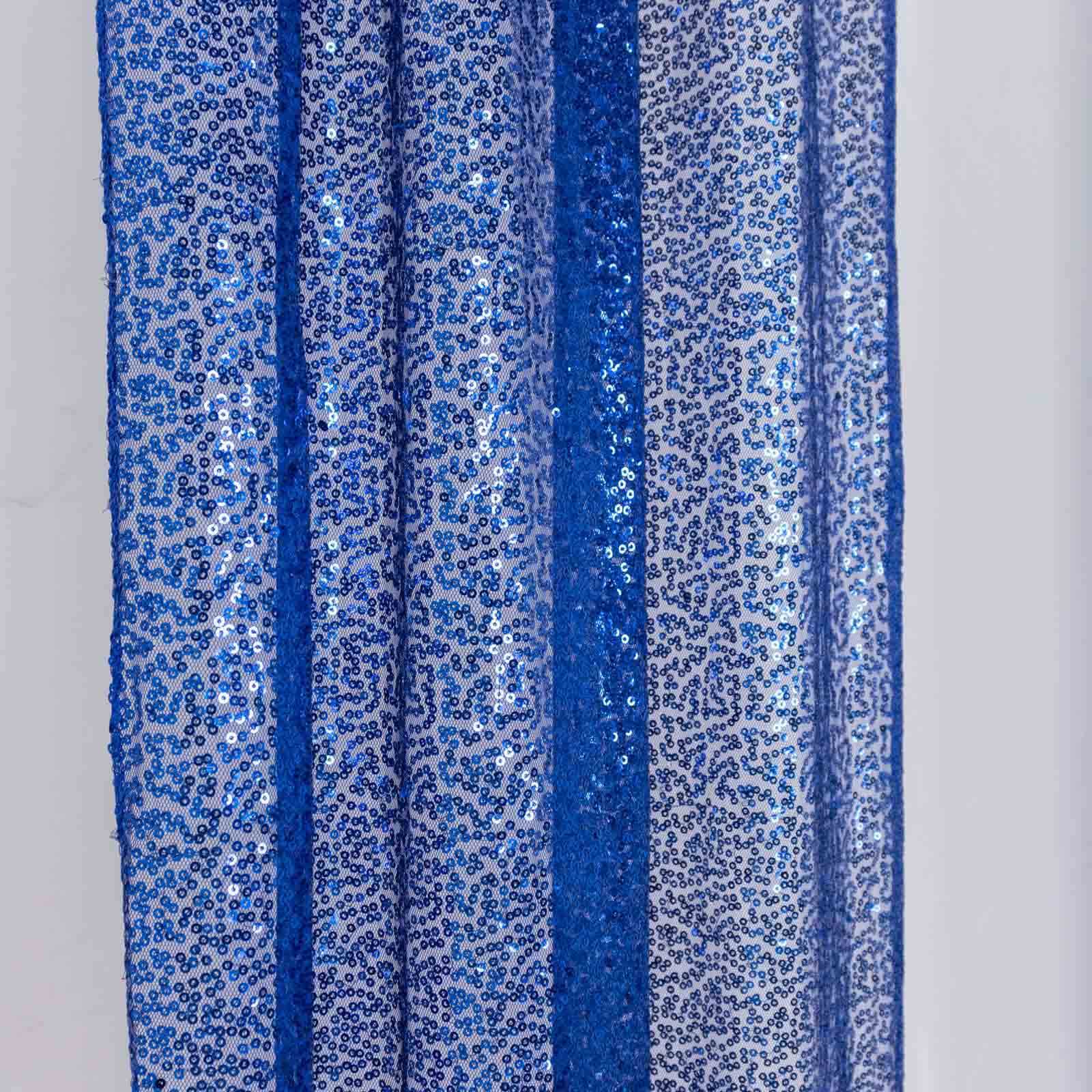 2 Pack Royal Blue Sequin Backdrop Drape Curtains with Rod Pockets, Seamless Glitter Mesh Photo Booth Event Divider Panels - 8ftx2ft - Image 3