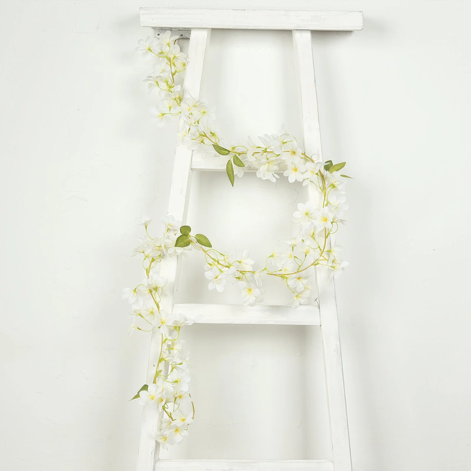 2-Pack Silk Flower Garland Vine Lights 6ft Jasmine Design White Warm White - Battery Operated Decorative Fairy Lights - Image 8