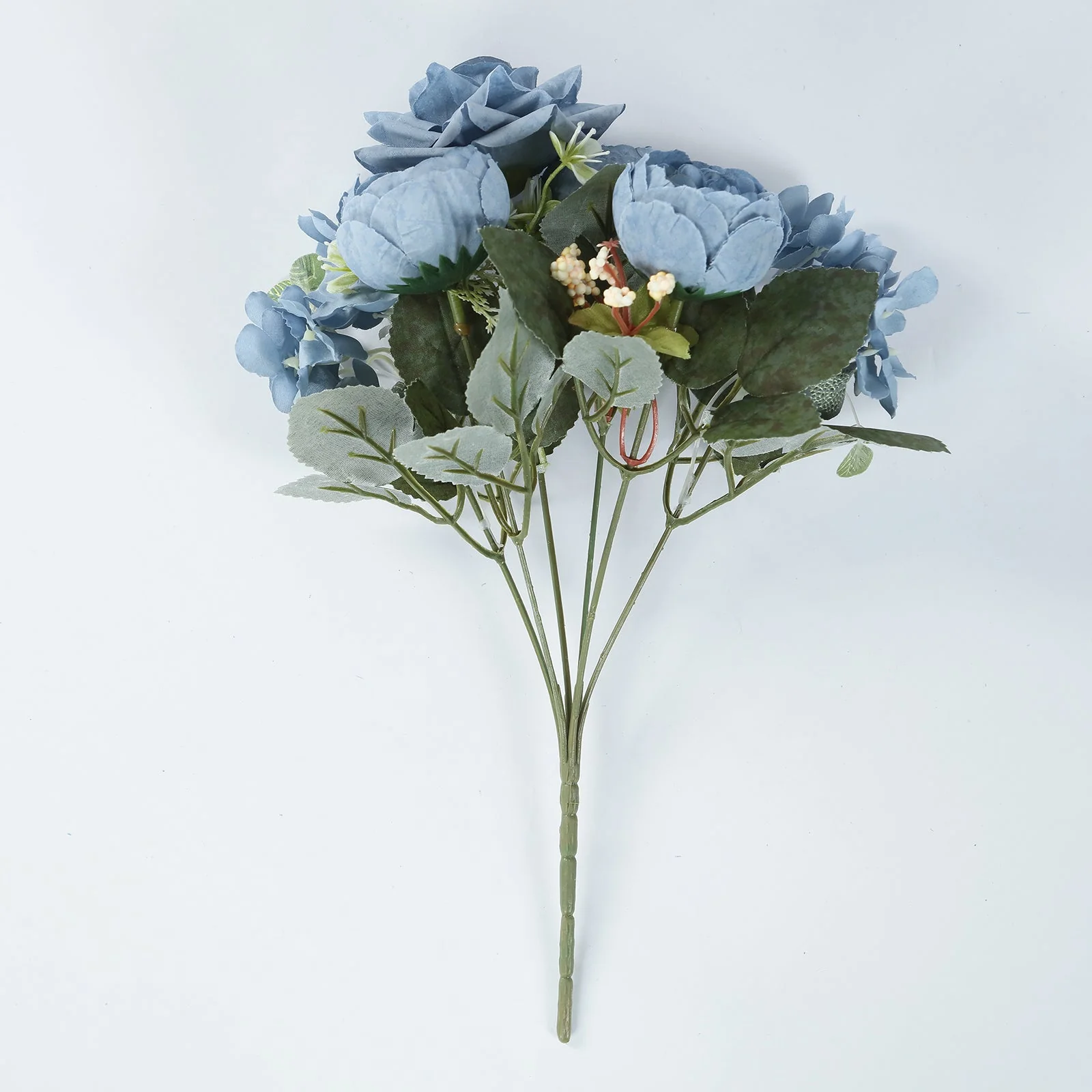 2 Pack Silk Rose Bouquets Mixed Peony & Hydrangea - 12" Dusty Blue Artificial Floral Arrangements - Image 5
