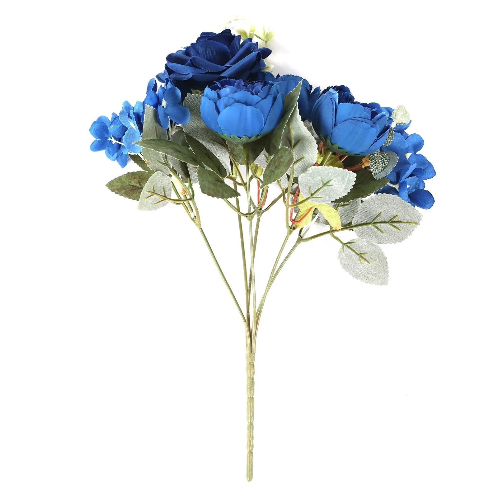 2 Pack Silk Rose Bouquets Mixed Peony & Hydrangea - 12" Navy Blue Artificial Floral Arrangements - Image 6