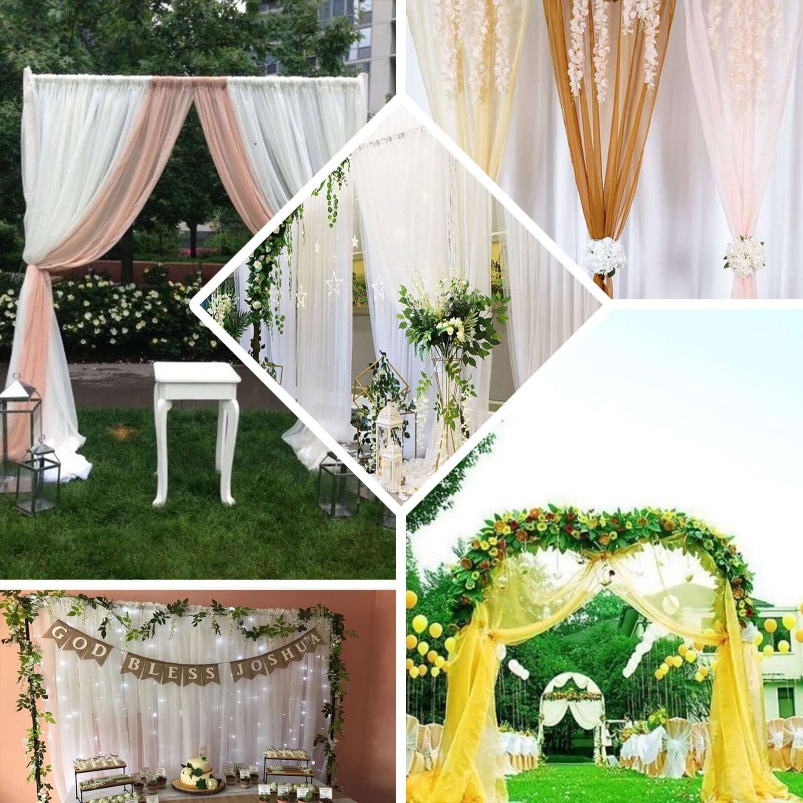 2 Pack Silver Sheer Organza Curtains With Rod Pocket Window Treatment Panels 52"x108" - Image 5