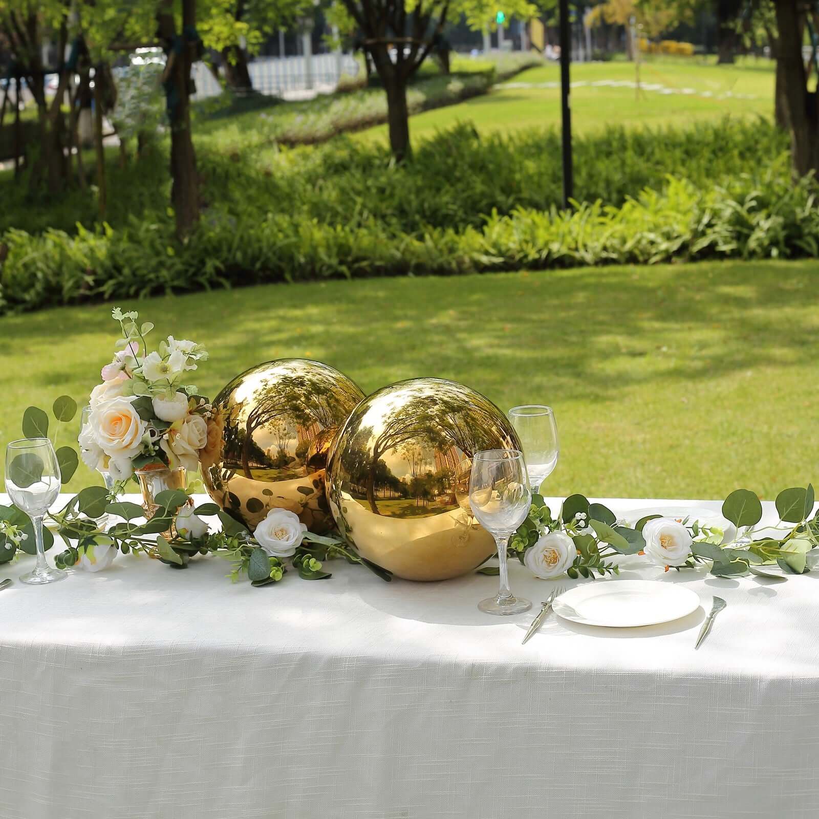 2-Pack Stainless Steel Gazing Globe Mirror Ball 12" Reflective Shiny Hollow Spheres Gold - Outdoor Garden Décor - Image 5