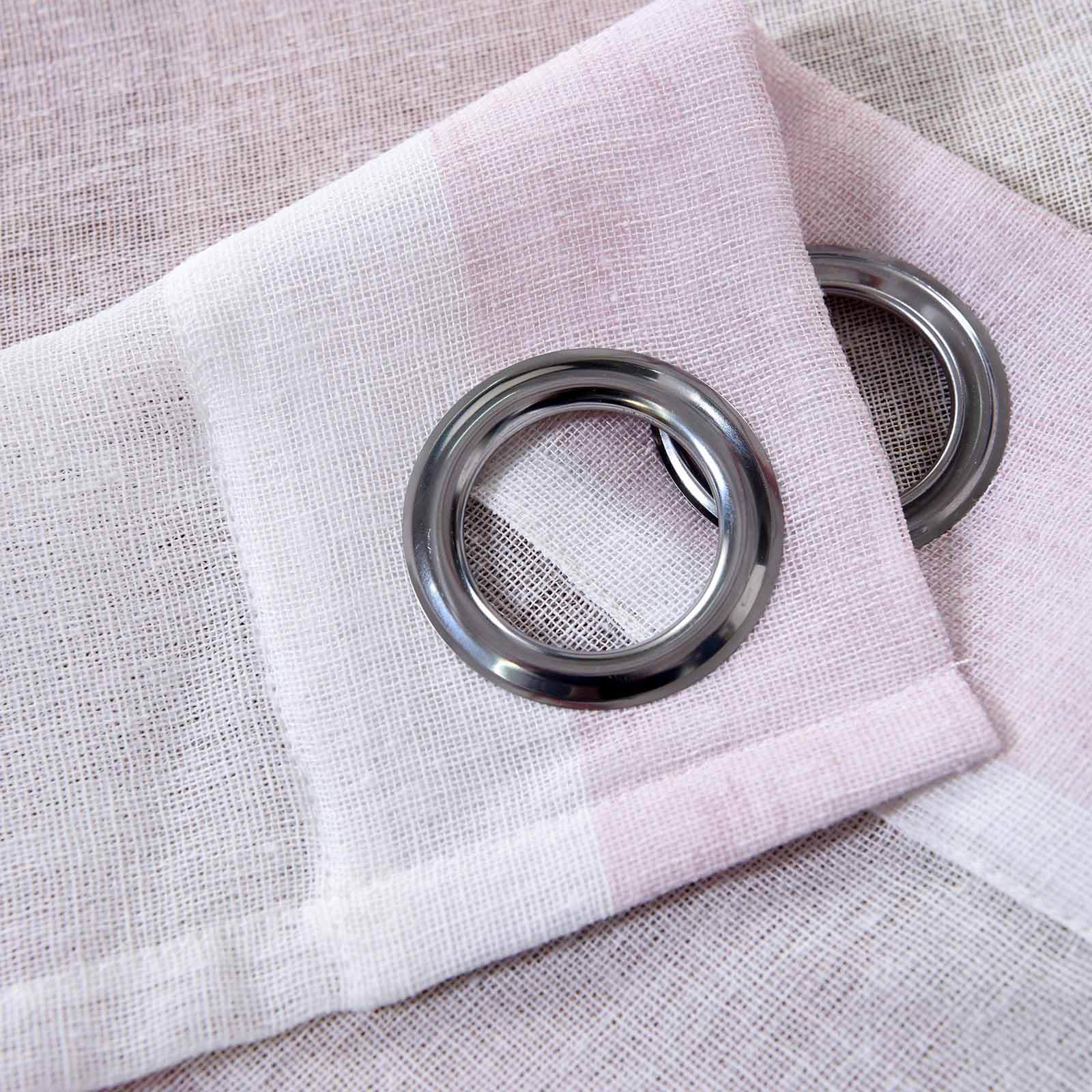 2 Pack White Blush Cabana Print Faux Linen Curtain Panels With Chrome Grommet 52"x108" - Image 8