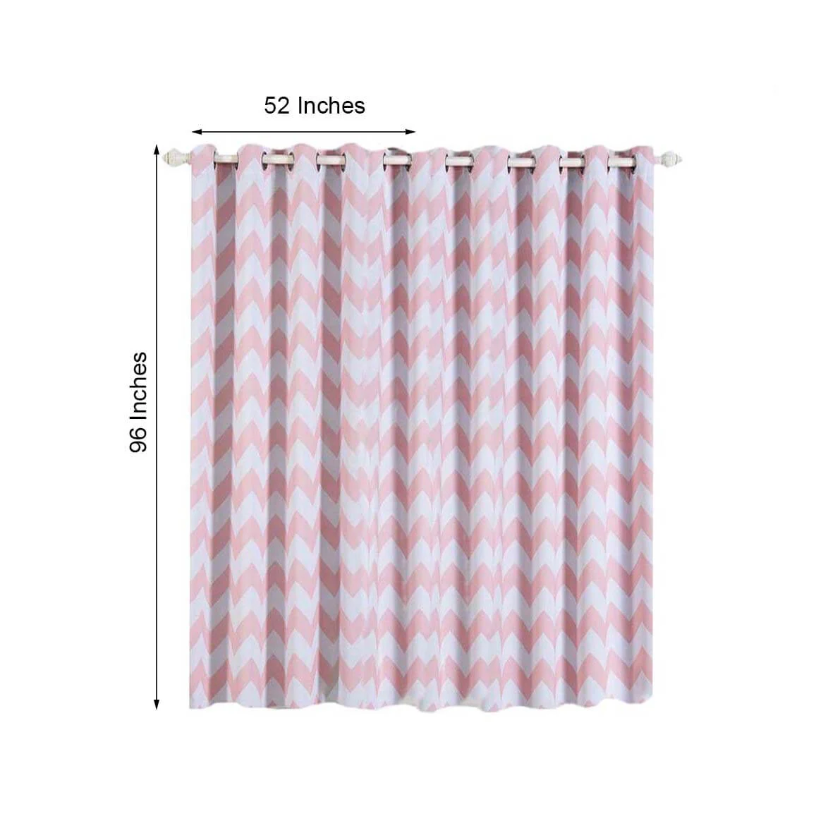 2 Pack White Blush Chevron Print Thermal Blackout Window Curtain Grommet Panels, Noise Canceling Curtains 52"x96" - Image 3