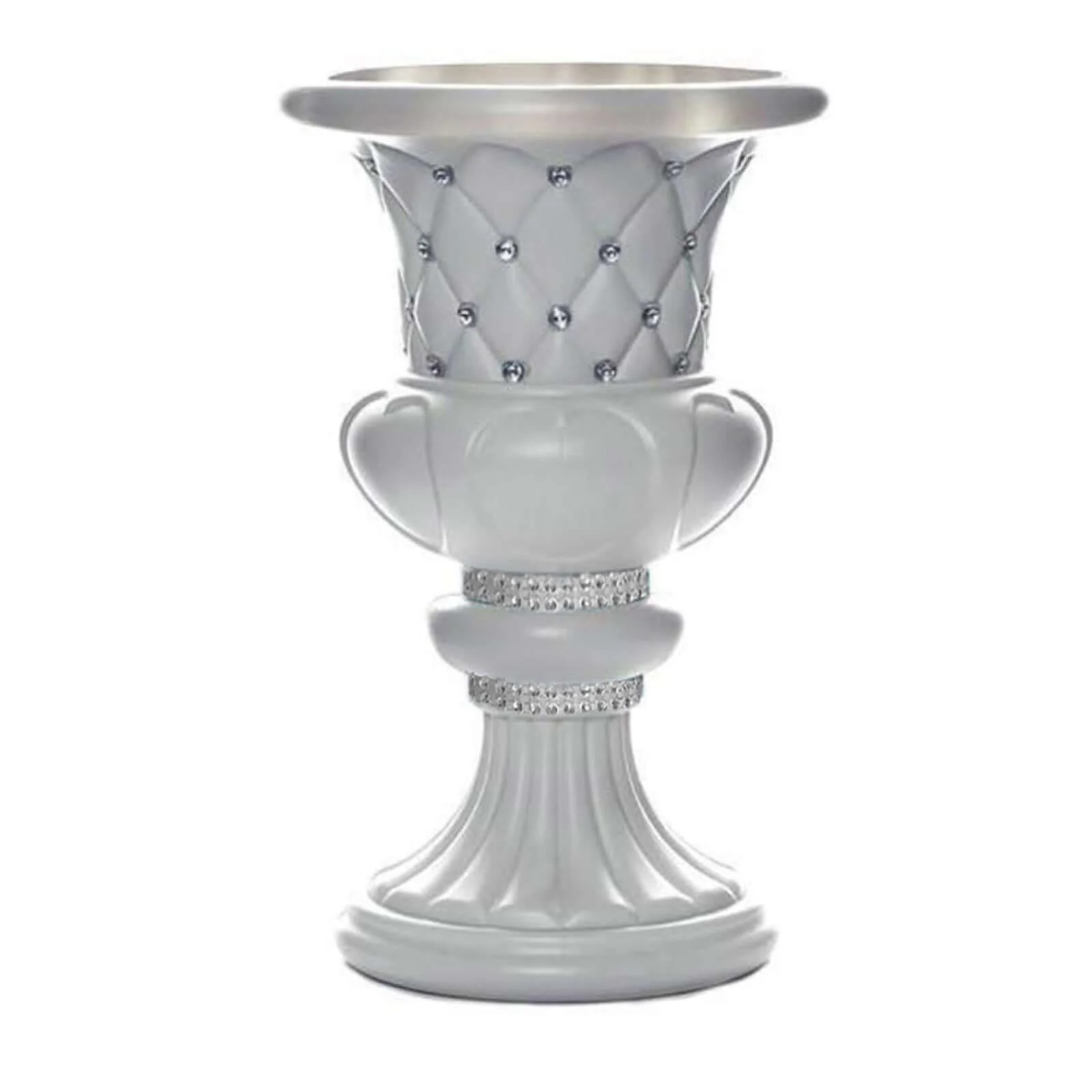 2 Pack White Crystal Beaded Italian Inspired Pedestal Stand Flower Plant Pillar With 10mm Crystal Studs PVC 18" Tall - Image 7