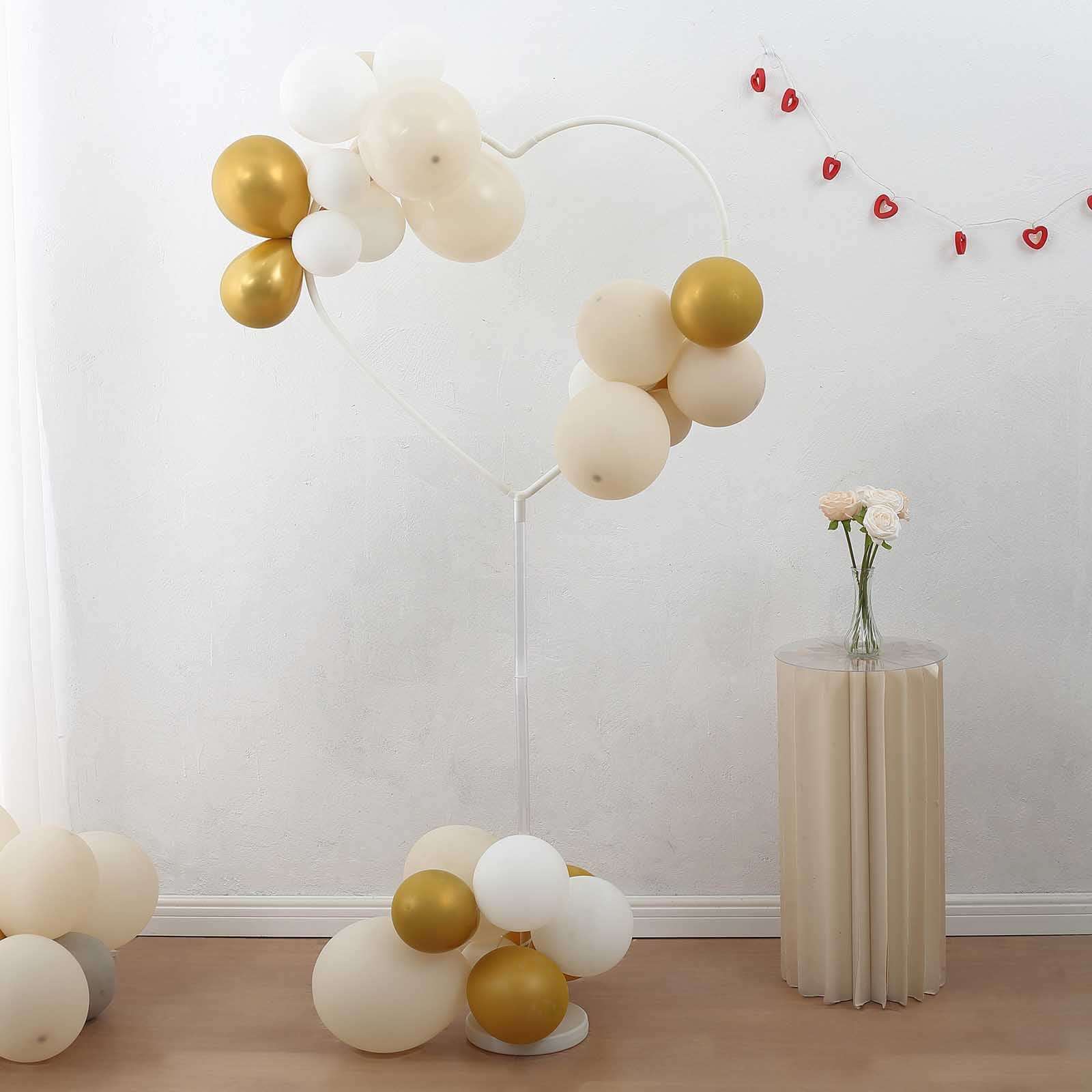 2 Pack White Heart Shaped Plastic Balloon Arch Stand Kit, Balloon Holder Column with Round Water Fillable Base - 5ft - Image 10