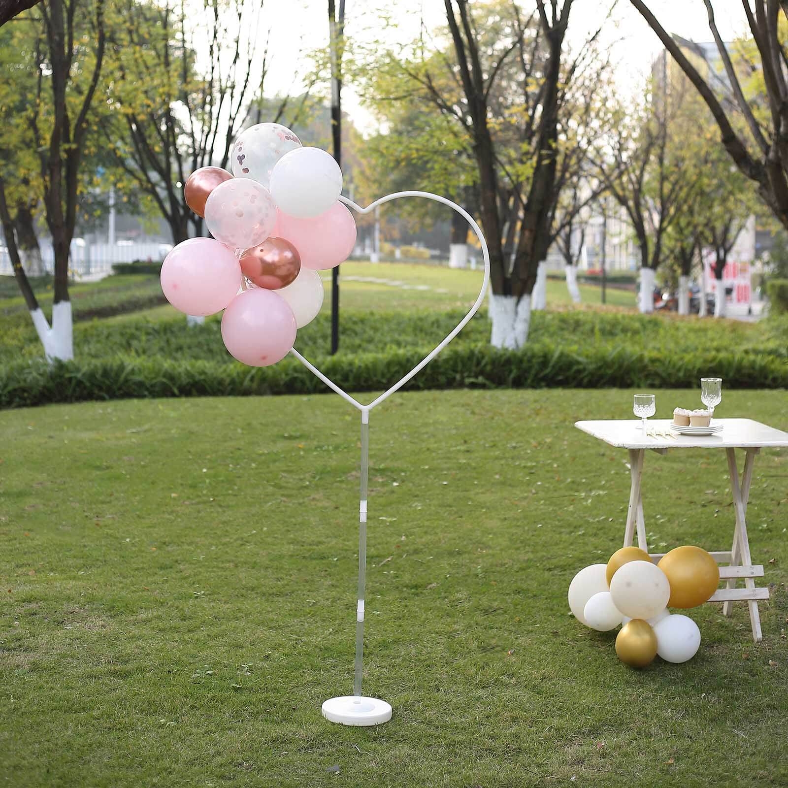 2 Pack White Heart Shaped Plastic Balloon Arch Stand Kit, Balloon Holder Column with Round Water Fillable Base - 5ft - Image 12