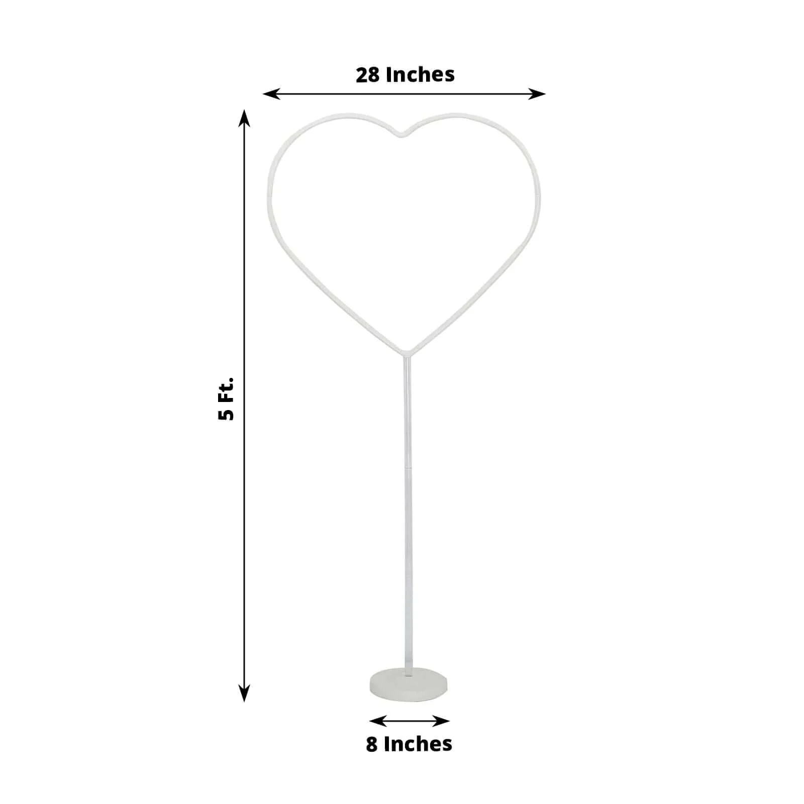 2 Pack White Heart Shaped Plastic Balloon Arch Stand Kit, Balloon Holder Column with Round Water Fillable Base - 5ft - Image 3