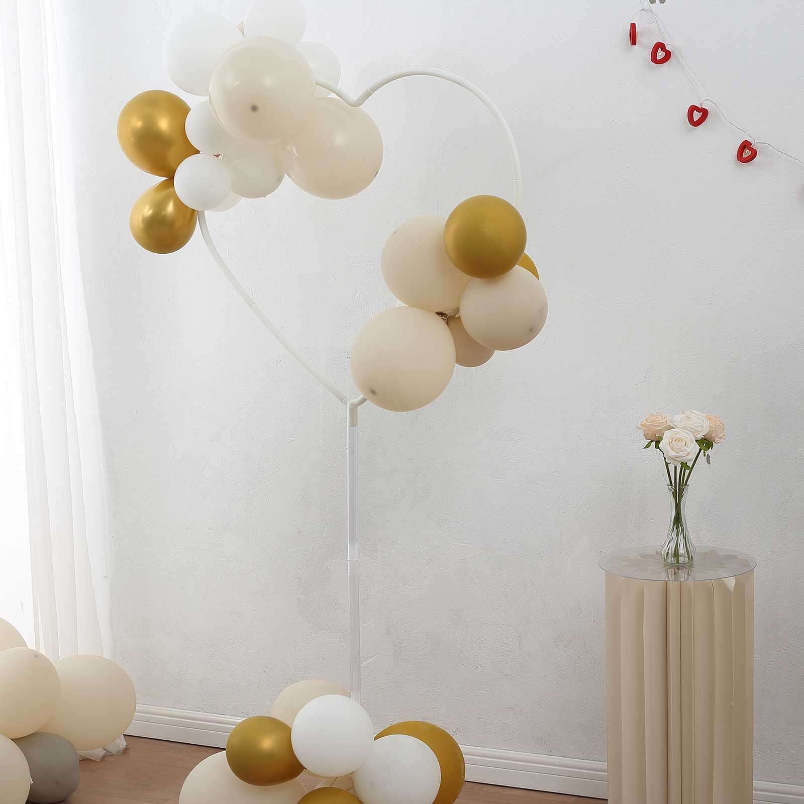 2 Pack White Heart Shaped Plastic Balloon Arch Stand Kit, Balloon Holder Column with Round Water Fillable Base - 5ft - Image 9