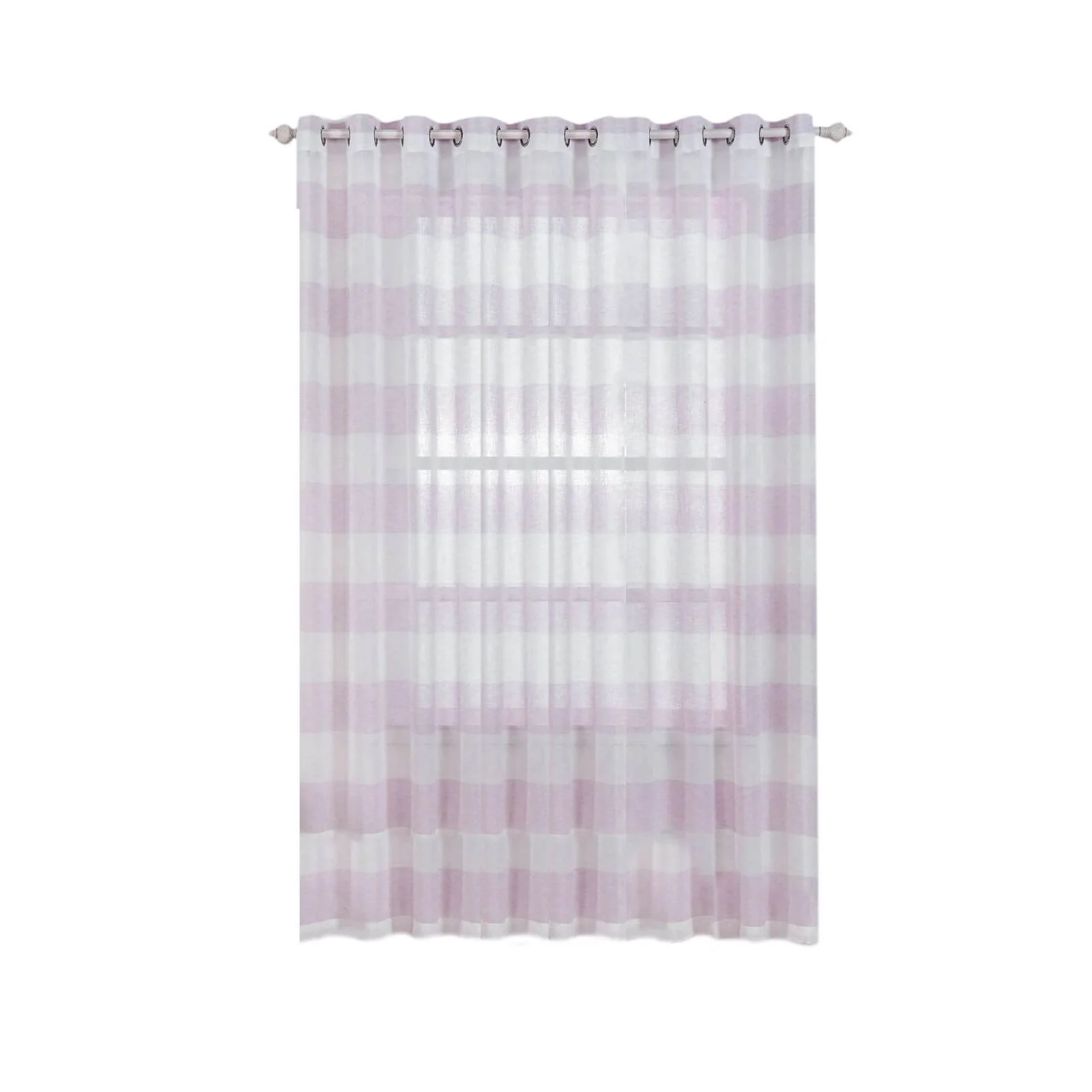 2 Pack White/Lavender Lilac Cabana Print Faux Linen Curtain Panels With Chrome Grommet 52"x108" - Image 7