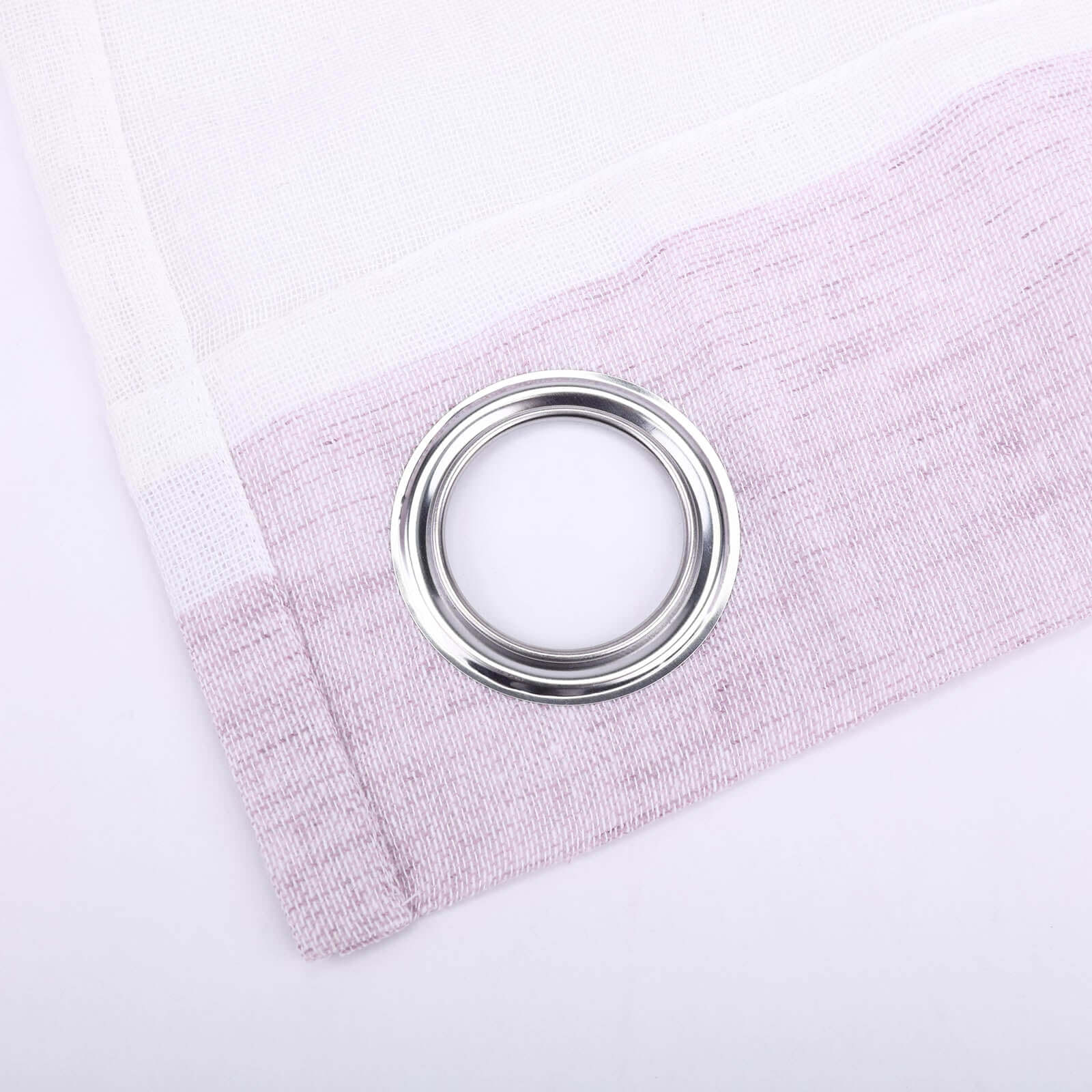 2 Pack White/Lavender Lilac Cabana Print Faux Linen Curtain Panels With Chrome Grommet 52"x84" - Image 11