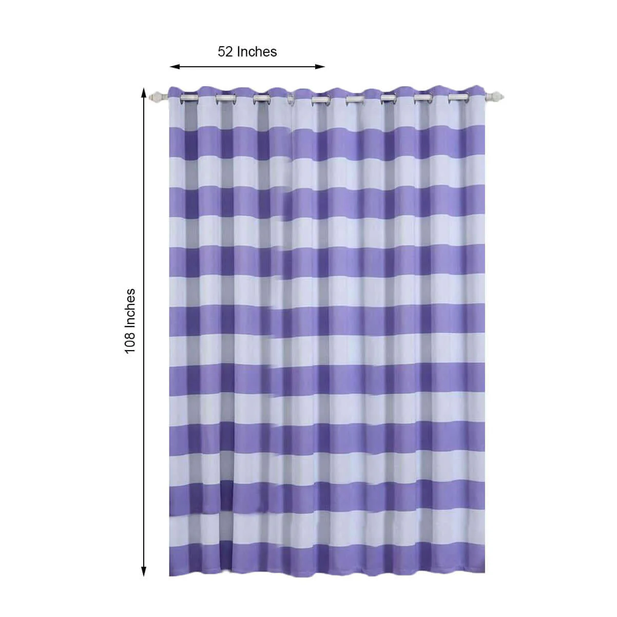 2 Pack White/Lavender Lilac Cabana Stripe Thermal Blackout Curtains With Chrome Grommet Window Treatment Panels 52"x108" - Image 3