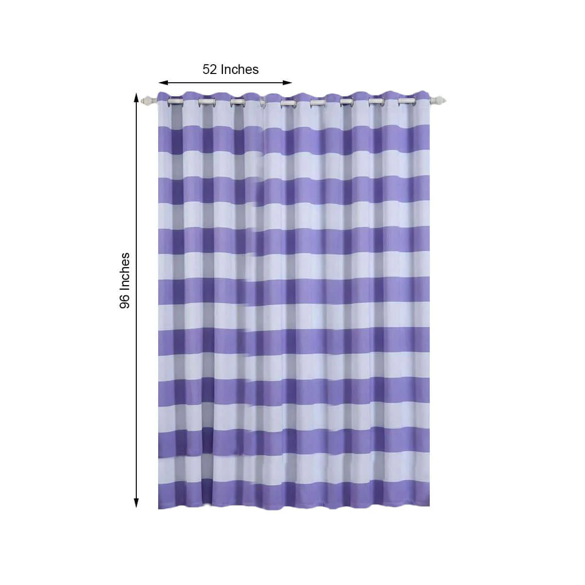 2 Pack White/Lavender Lilac Cabana Stripe Thermal Blackout Curtains With Chrome Grommet Window Treatment Panels 52"x96" - Image 3