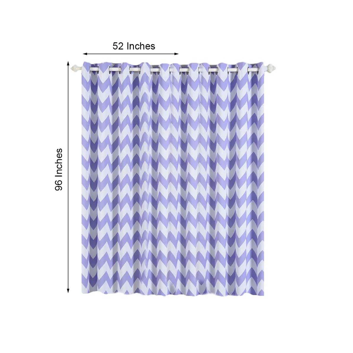 2 Pack White/Lavender Lilac Chevron Print Thermal Room Darkening Blackout Window Curtain Panels With Chrome Grommet 52"x96" - Image 3