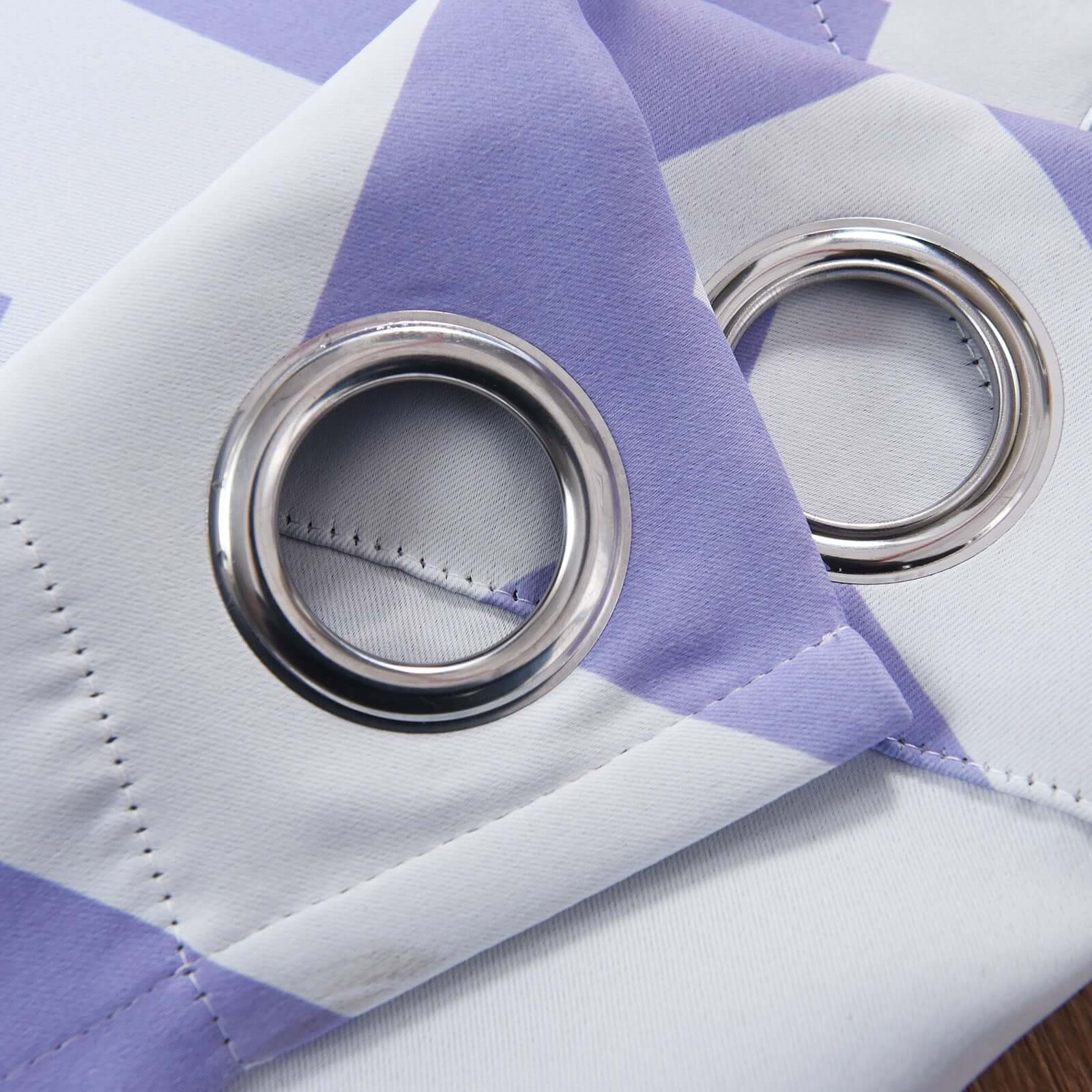 2 Pack White/Lavender Lilac Chevron Print Thermal Room Darkening Blackout Window Curtain Panels With Chrome Grommet 52"x96" - Image 6